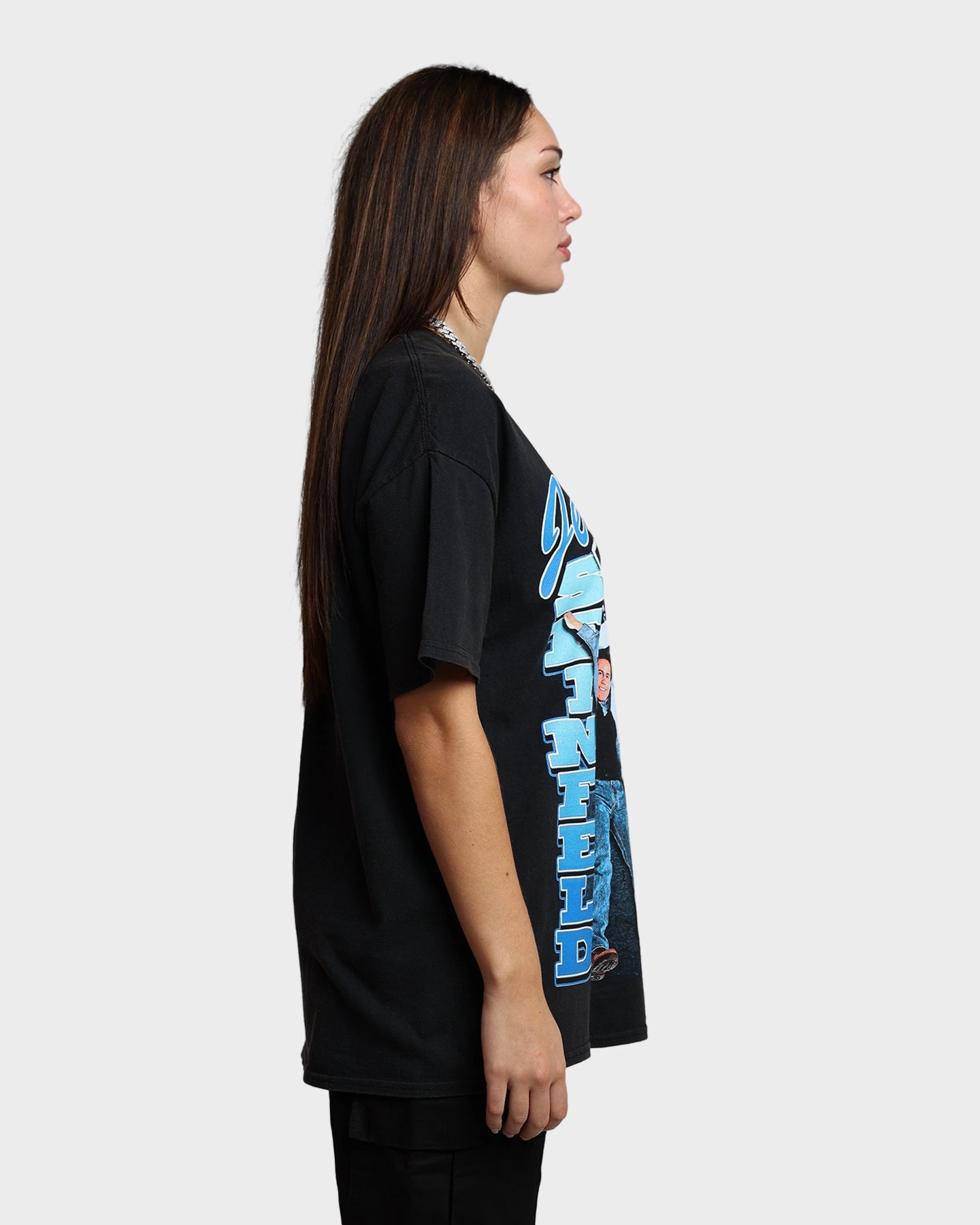 Zip Up Eco-friendly American Thrift X Seinfeld Jerry Vintage T-Shirt Washed Black