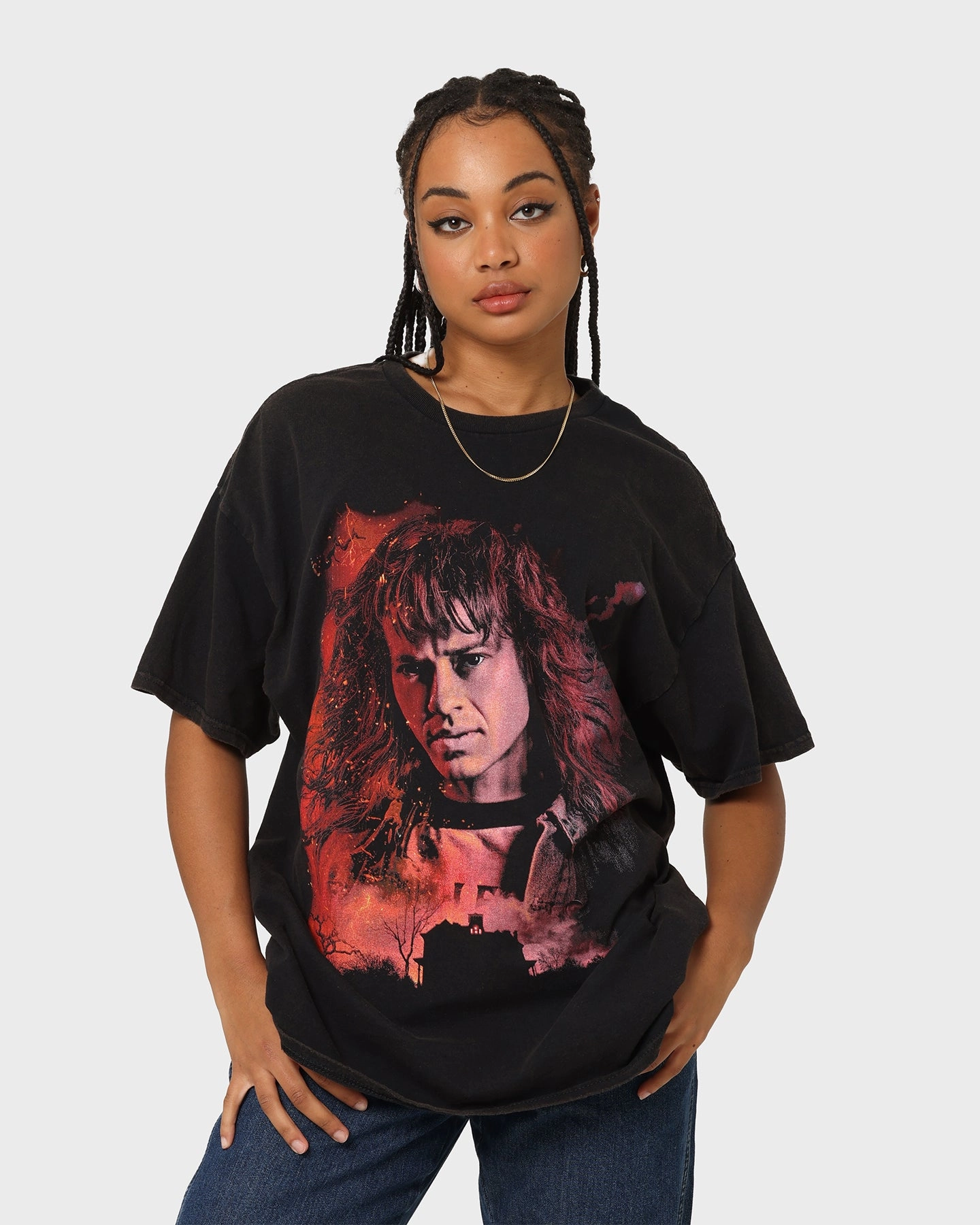 Goat Crew X Stranger Things Eddie Vintage T-Shirt Black Wash Layering Must-Have Flexible Fit
