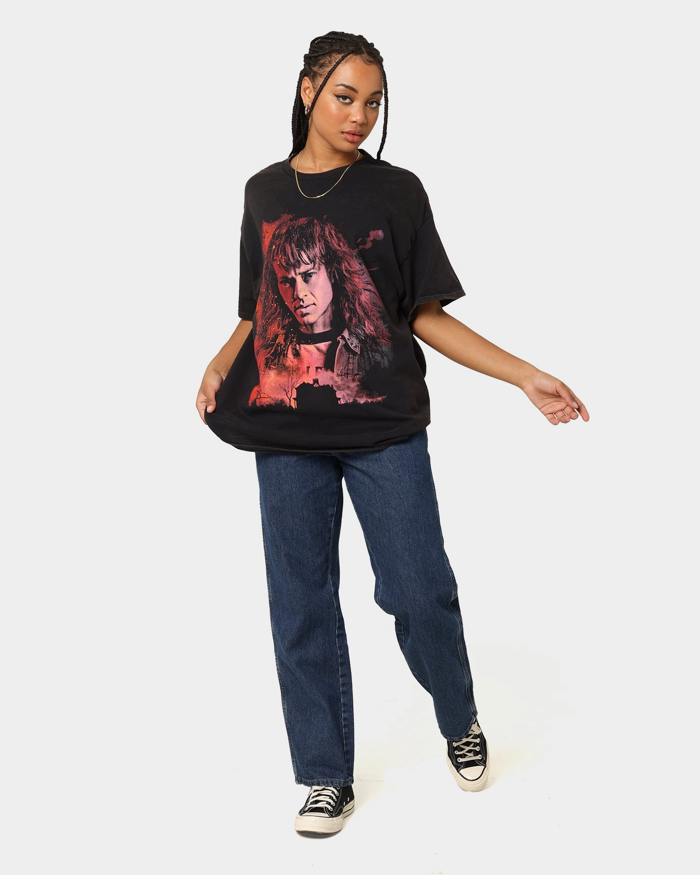 Ethically Sourced Material Comfortable clothing Goat Crew X Stranger Things Eddie Vintage T-Shirt Black Wash
