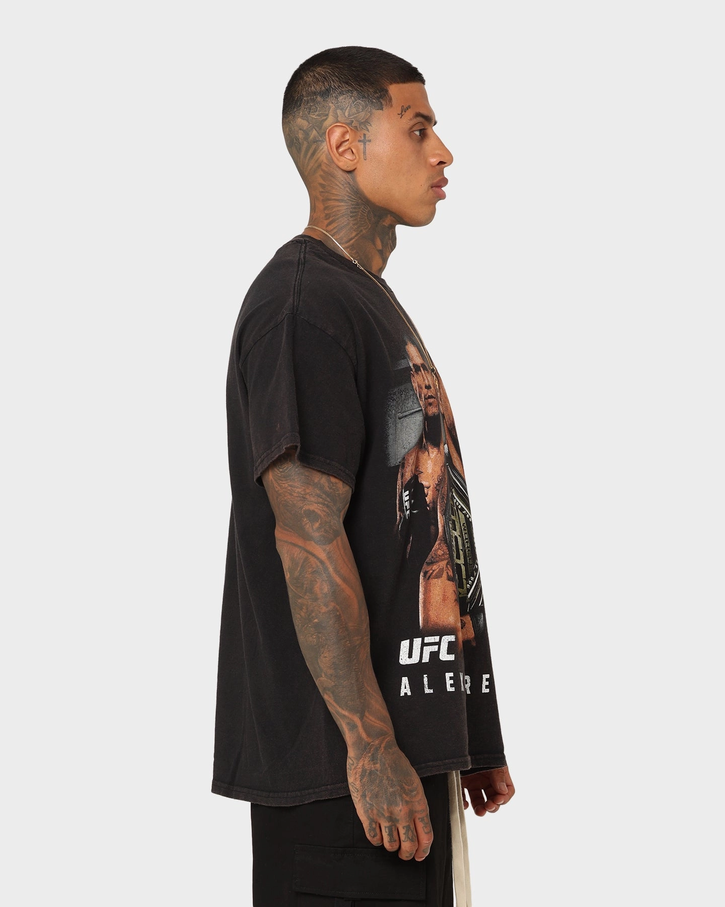 Goat Crew X UFC Alex Pereira Vintage T-Shirt Black Wash Perfect Layer Pocket Detailing