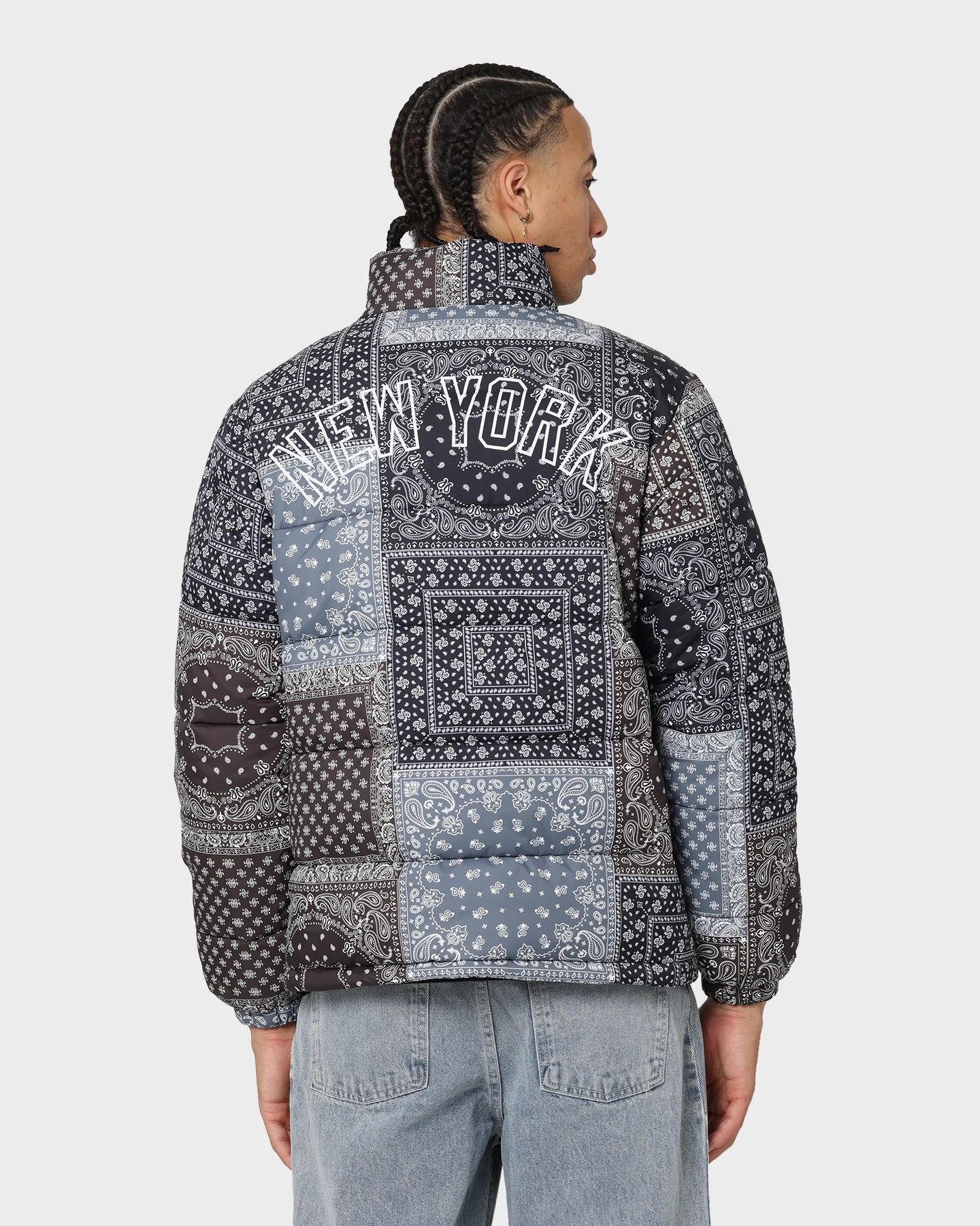 Majestic Athletic New York Yankees Bandana Paisley Jacket Tonal Aop Paisley Button-up Modular Attachment Points