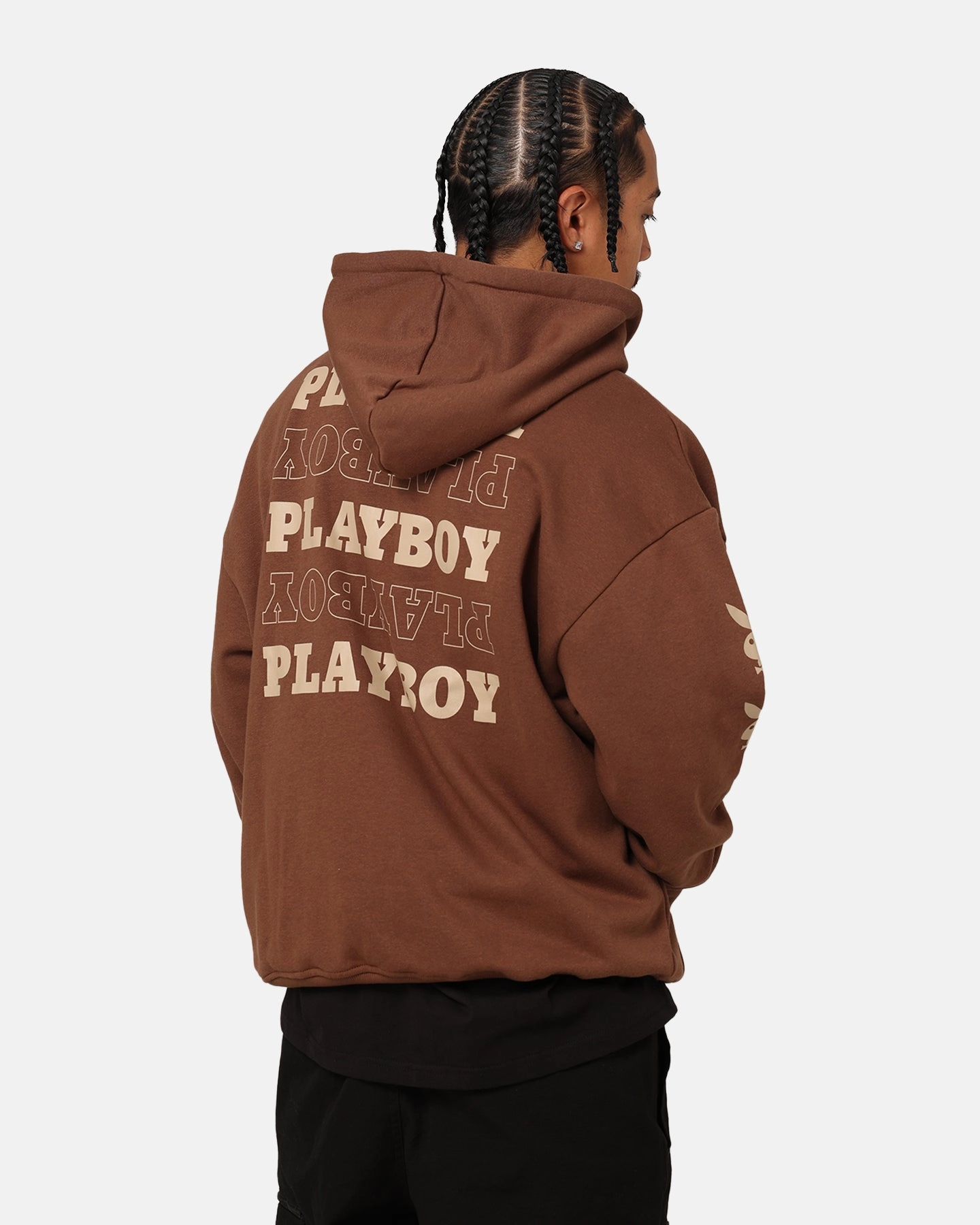 Playboy Side Bunny Stack Hoodie Brown Protective Style