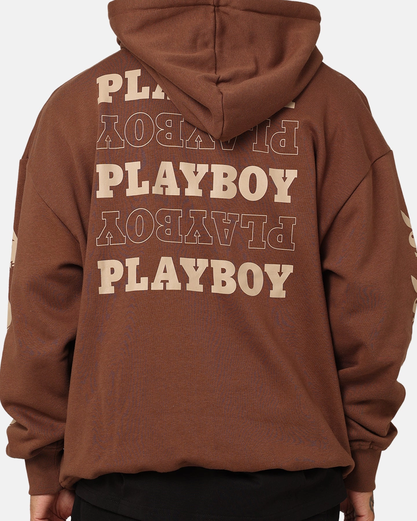 Active Fit Playboy Side Bunny Stack Hoodie Brown