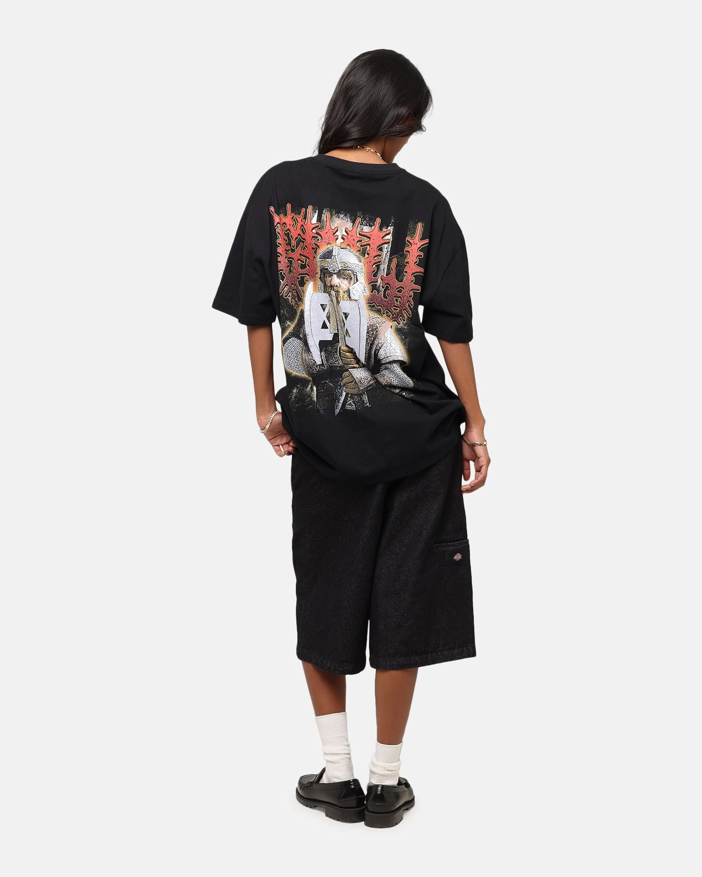 American Thrift X The Lord Of The Rings Gimli Heavy T-Shirt Black Kids clothing Stretchable Fabric