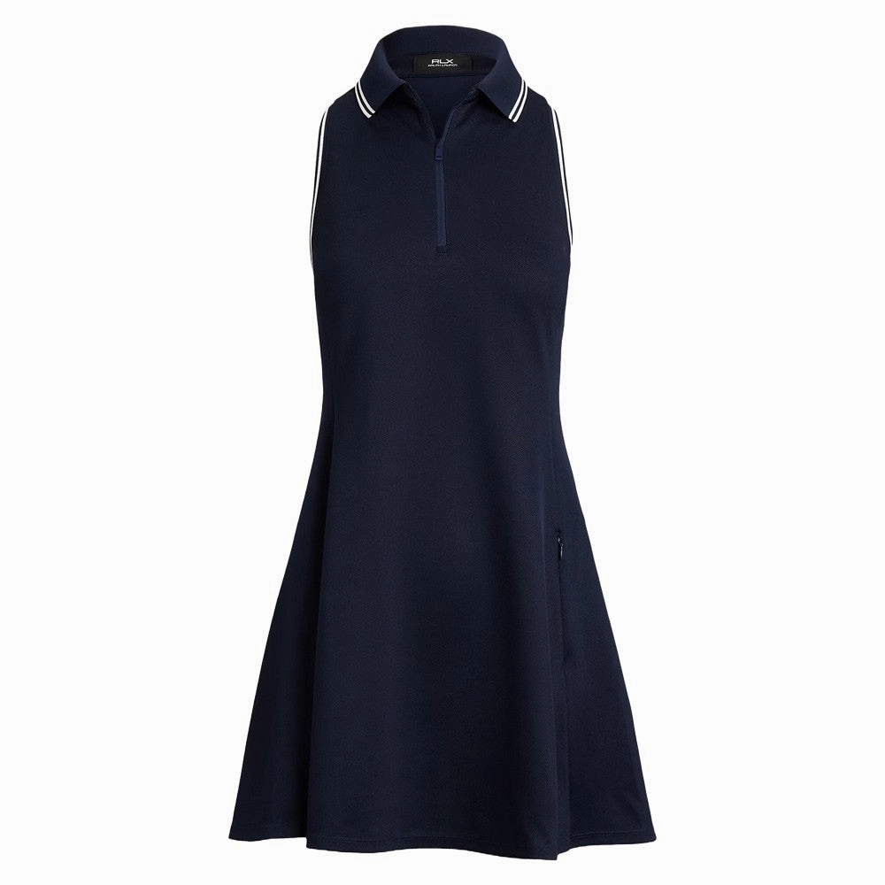 Vacation Outfit Sporty Comfort Ralph Lauren Heavyweight Pque 1/4 Zip Polo Golf Dress Refined Navy/Ceramic White - SP25 Women