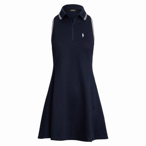 Smooth Motion Ralph Lauren Heavyweight Pque 1/4 Zip Polo Golf Dress Refined Navy/Ceramic White - SP25 Women