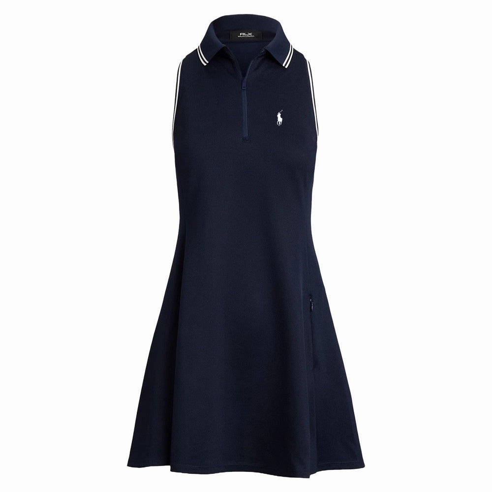 Smooth Motion Ralph Lauren Heavyweight Pque 1/4 Zip Polo Golf Dress Refined Navy/Ceramic White - SP25 Women