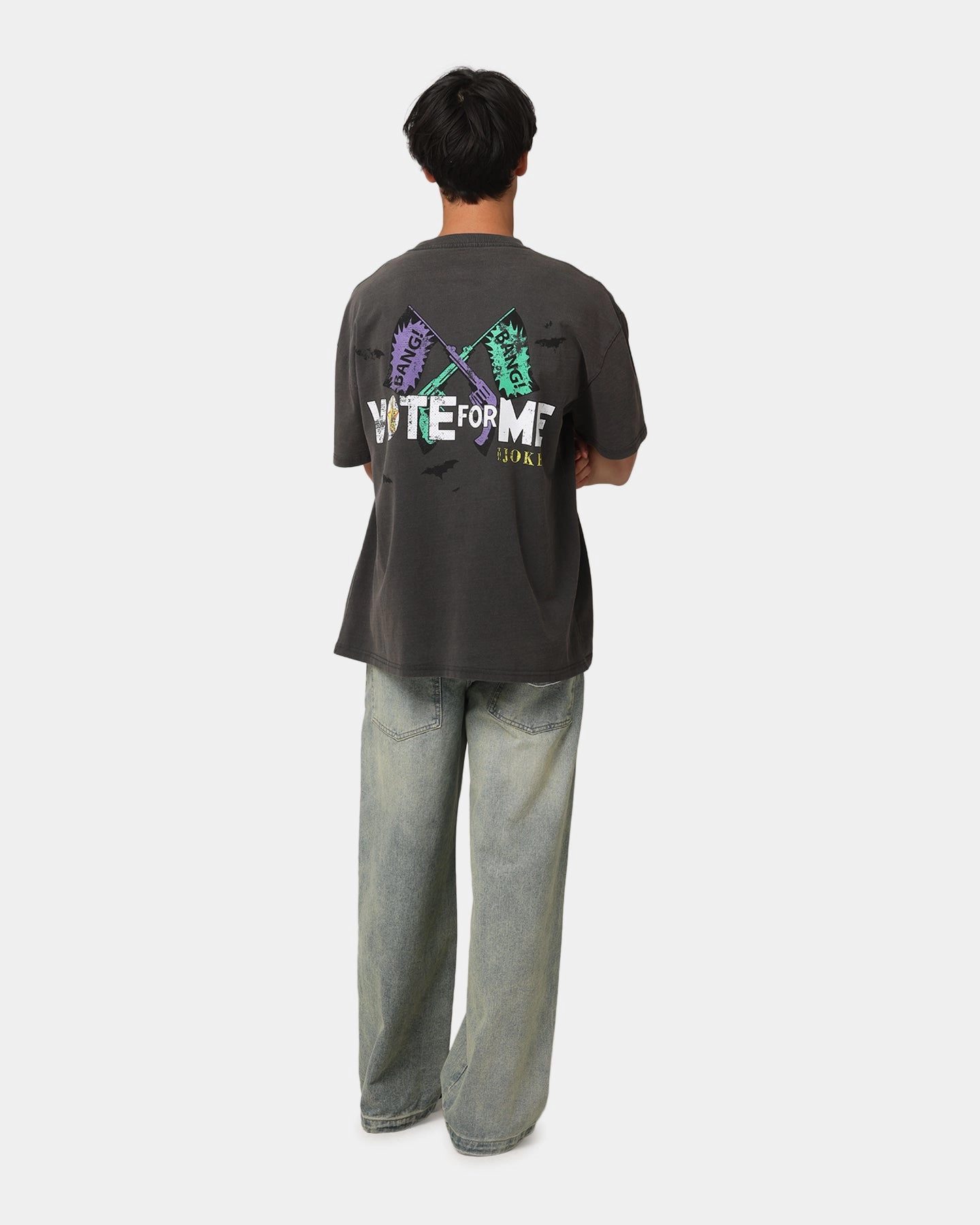 Versatile Outfit American Thrift X DC Batman The Joker Vote For Me Heavy T-Shirt Black Wash