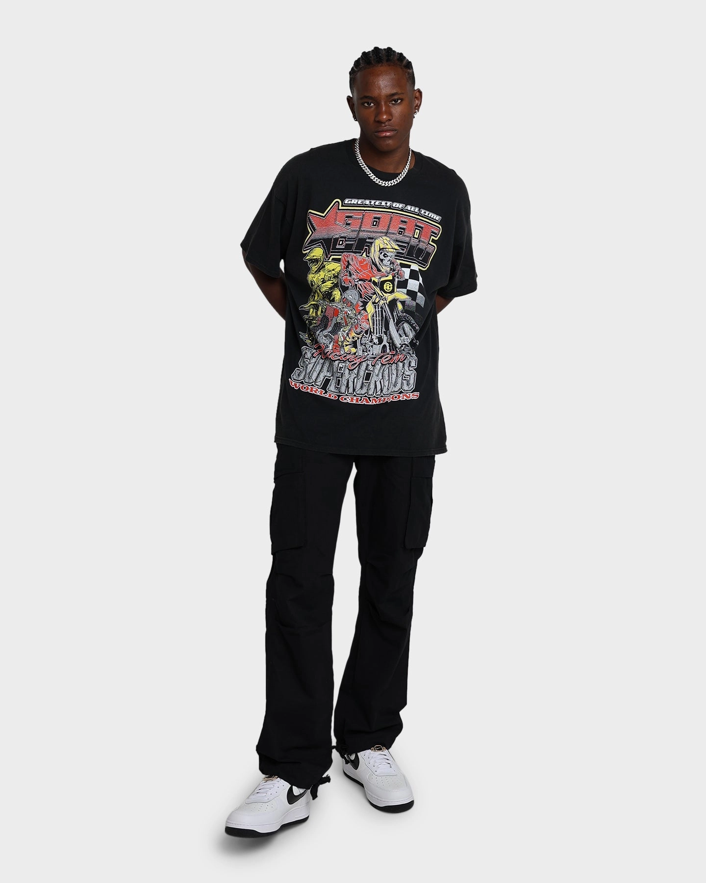 Goat Crew Supercross Racing Team Vintage T-Shirt Black Wash Sophisticated Casual