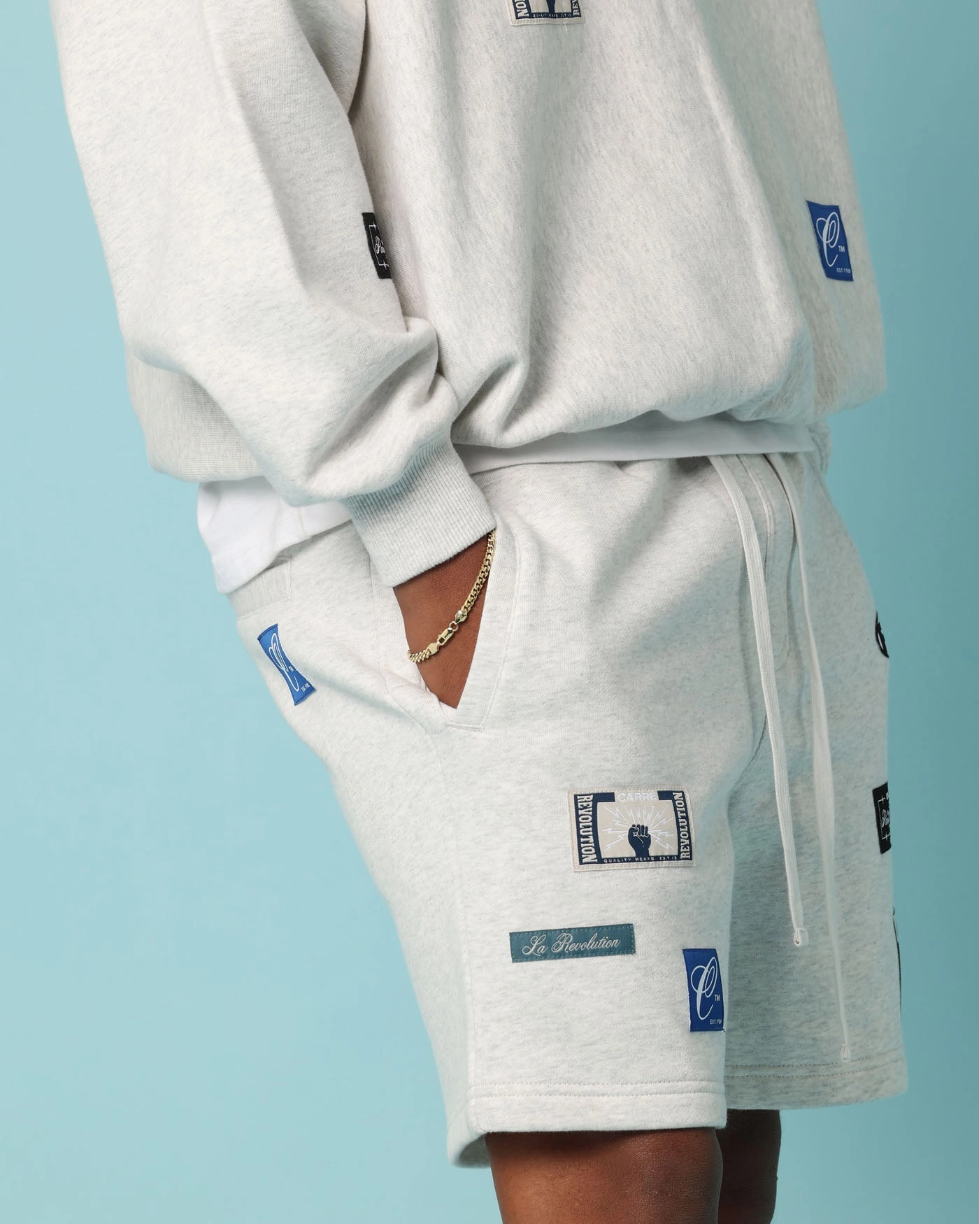 Carr?? Patchwork Sweat Shorts Grey Marle Active Shorts