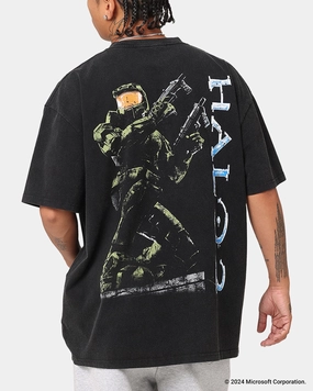 Everyday Chic Outdoor Ready Goat Crew X Halo Halo 2 Vintage T-Shirt Black Acidwash