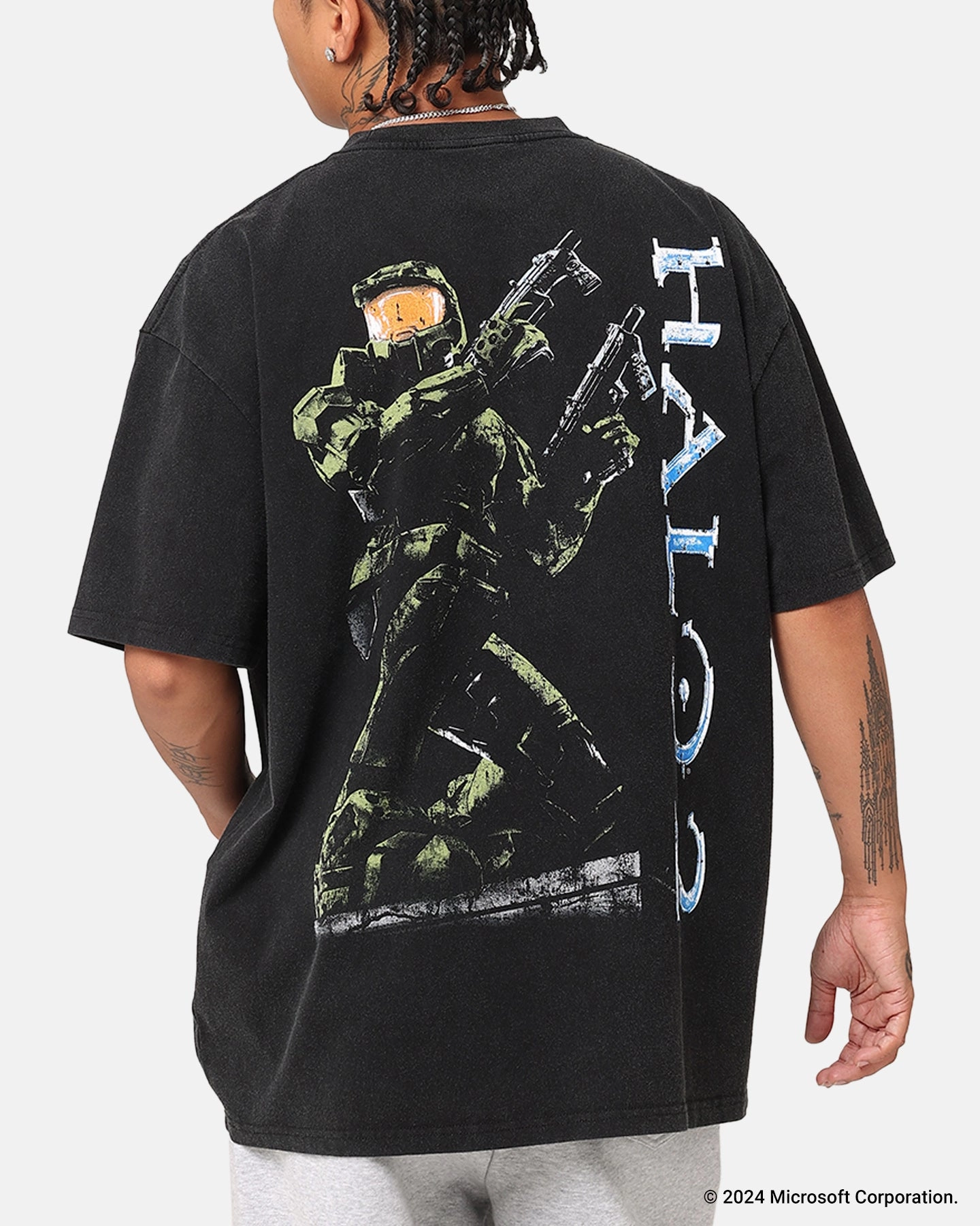 Everyday Chic Outdoor Ready Goat Crew X Halo Halo 2 Vintage T-Shirt Black Acidwash