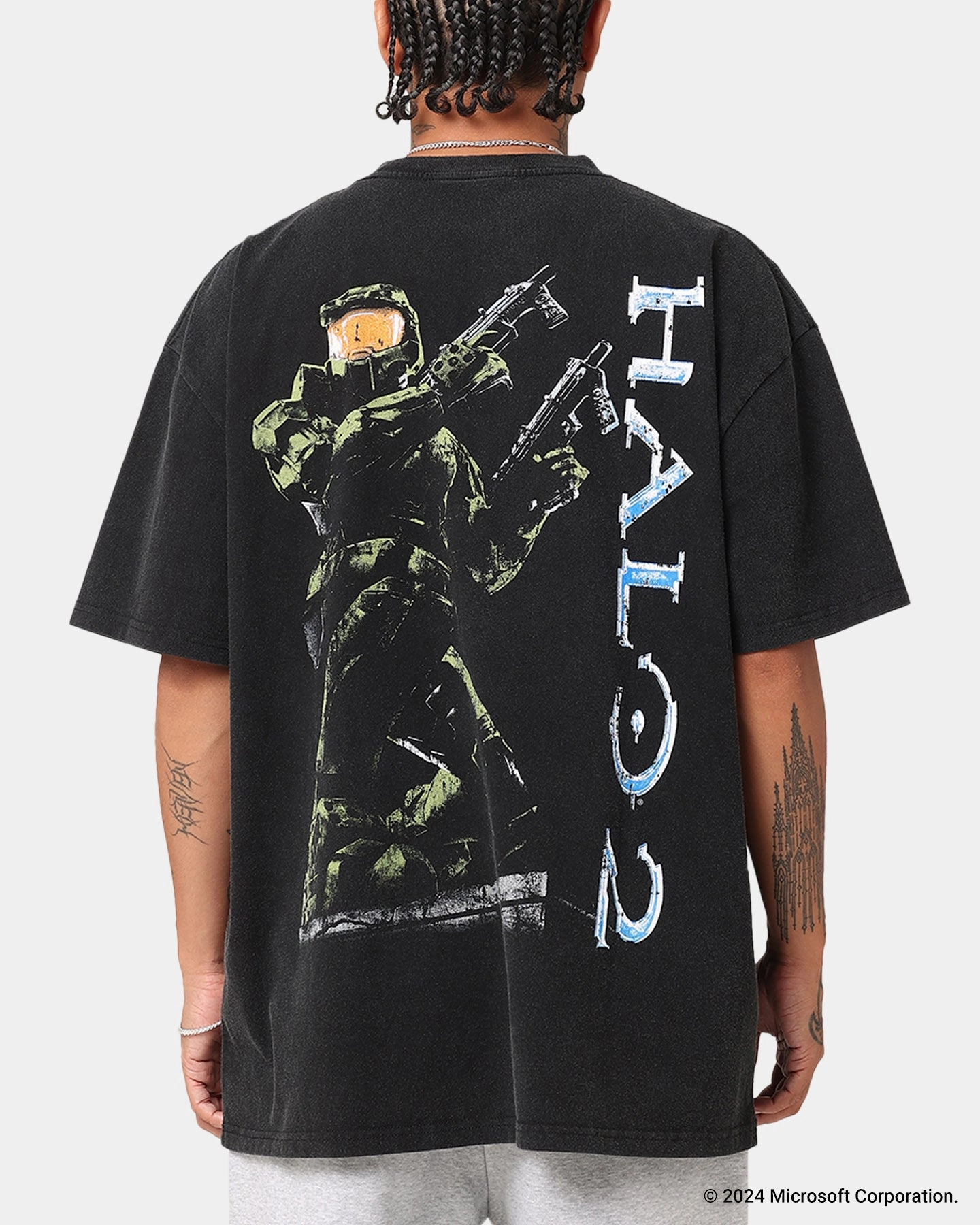 Goat Crew X Halo Halo 2 Vintage T-Shirt Black Acidwash ThermoregulatingFabric