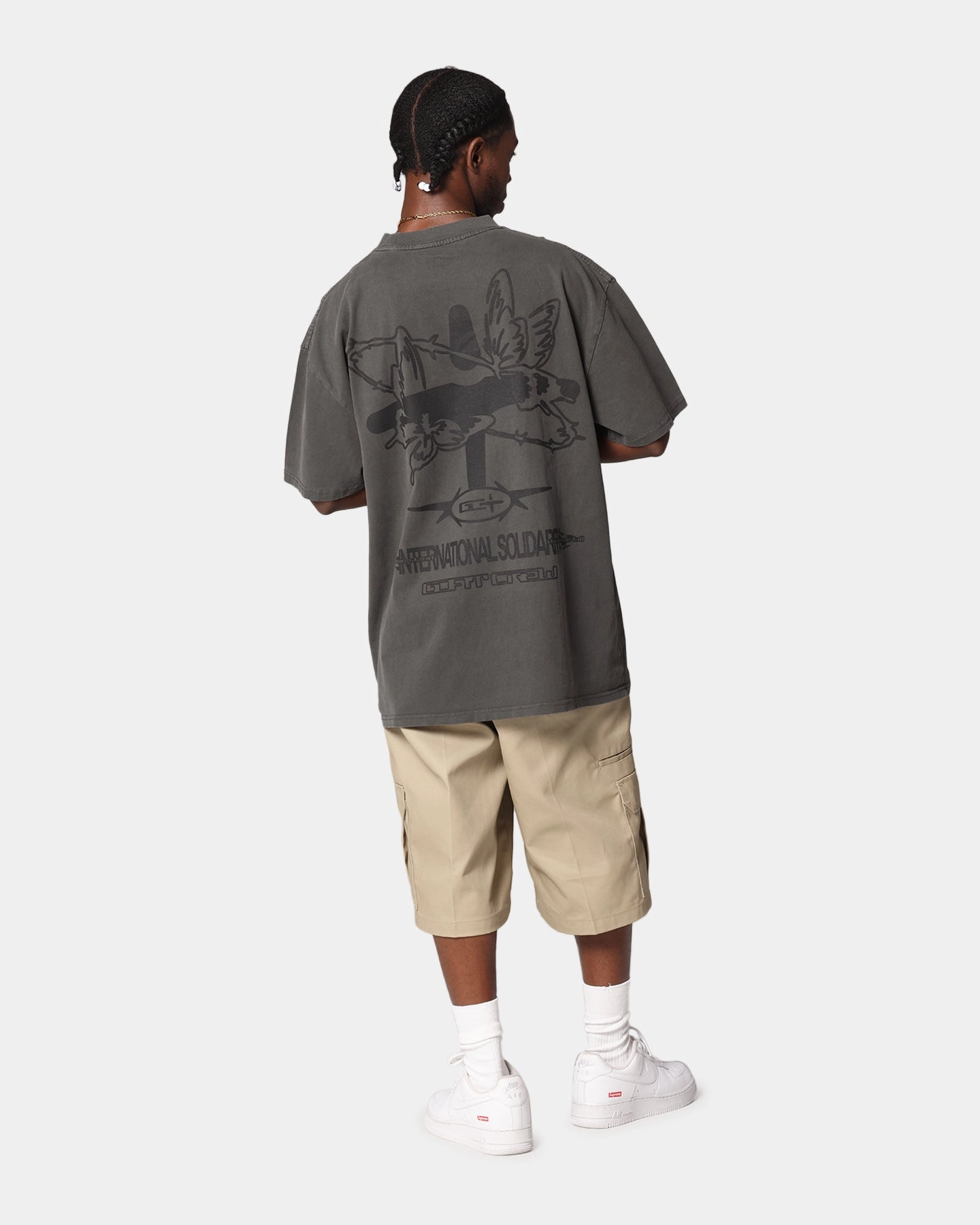 Chilly Style Goat Crew Solidaritry T-Shirt Black Wash
