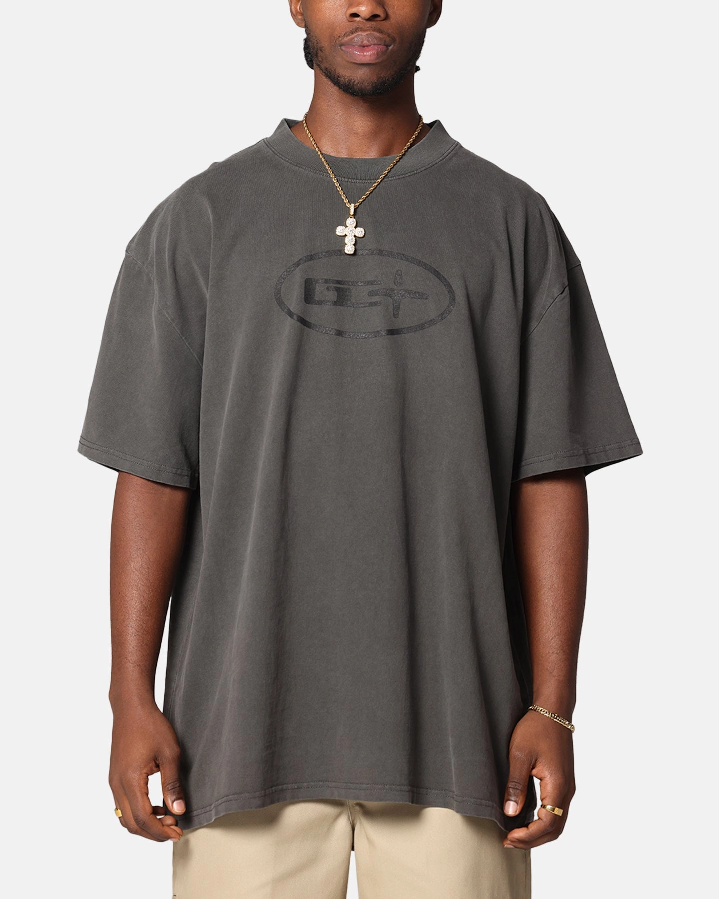 Everyday Casual Smooth Jersey Texture Goat Crew Solidaritry T-Shirt Black Wash