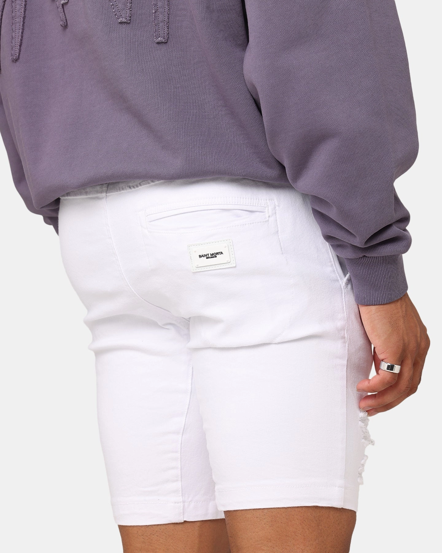 Leather Look Saint Morta Annex V2 Denim Shorts White