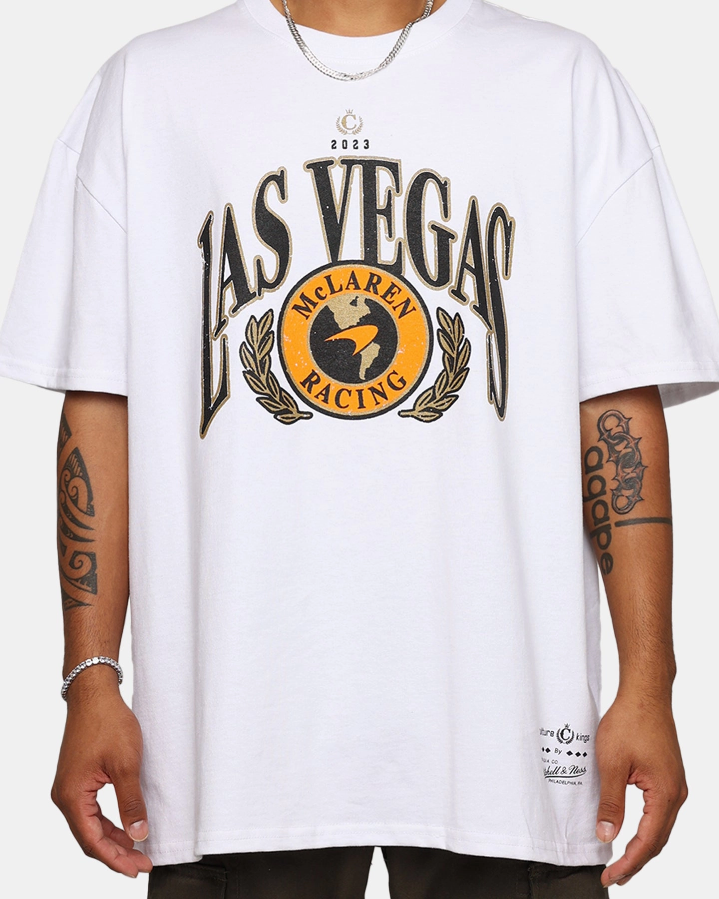 Mitchell & Ness X McLaren X Culture Kings Las Vegas Collection Vintage Sport T-Shirt Off White Street Outfit Holiday Style Trend