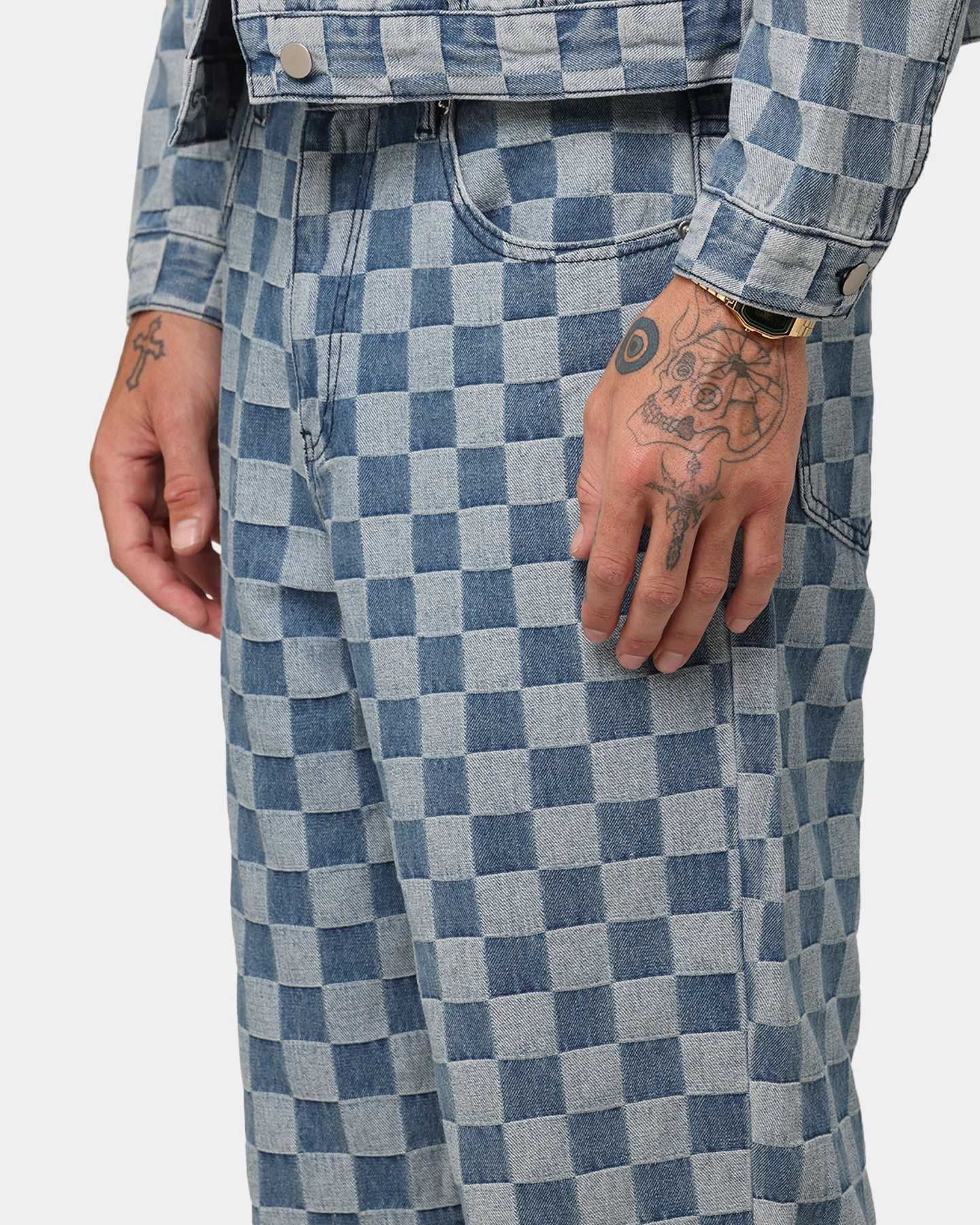 Everyday Vibrant Shopping Day Vibrant XXIII Checker Board Denim Jeans Blue
