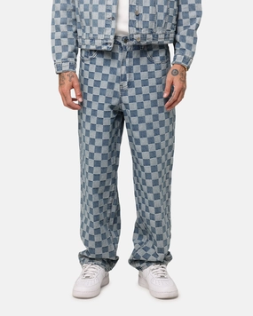 XXIII Checker Board Denim Jeans Blue Artist Vibe Sustainable