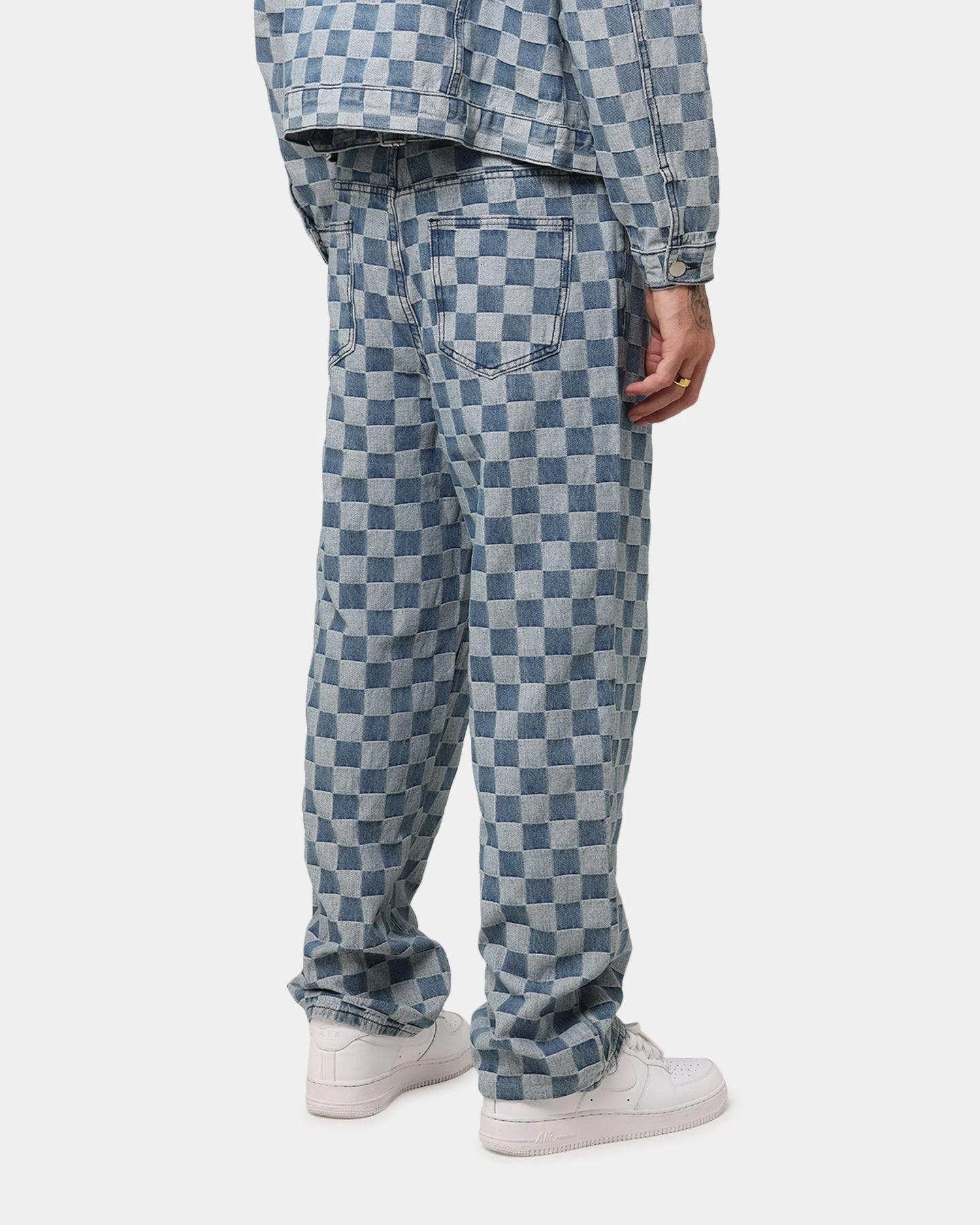 XXIII Checker Board Denim Jeans Blue Night Out Bold Look