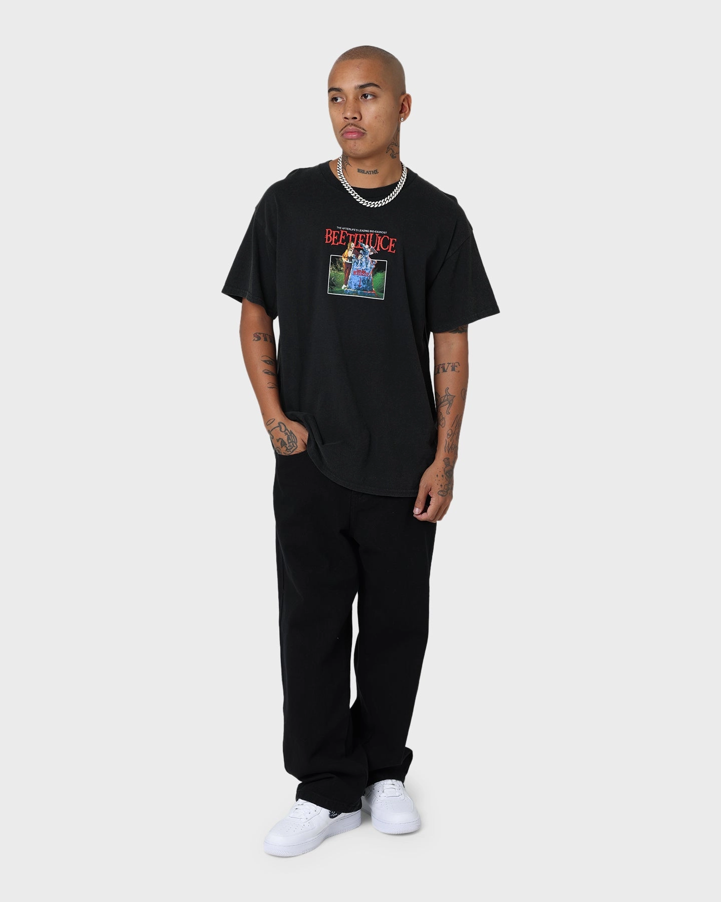 Party fun American Thrift X Beetlejuice Here Lies Vintage T-Shirt Vintage Black