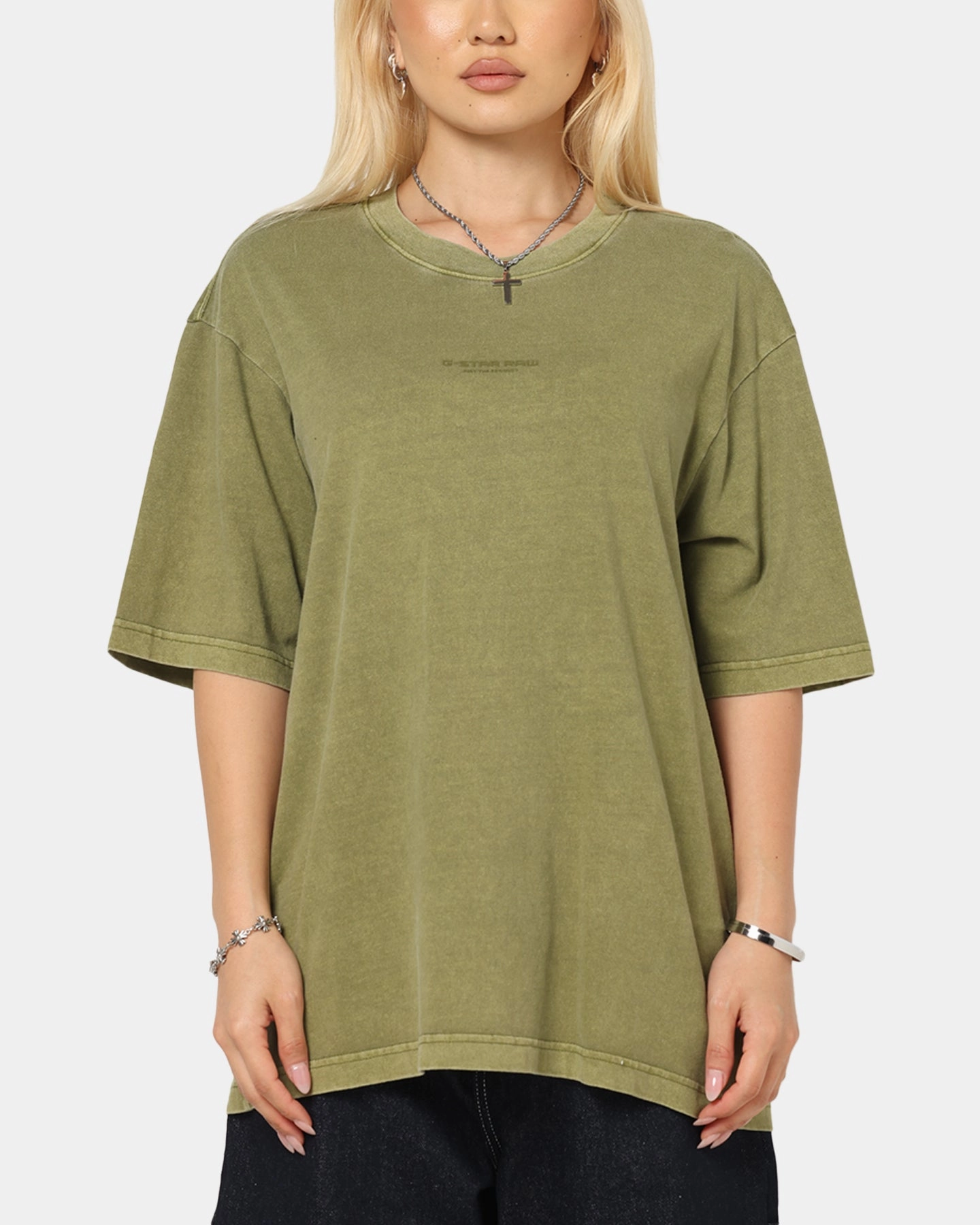 Casual Vibe Wear G-Star Overdyed Center Chest Boxy T-Shirt Turf Green