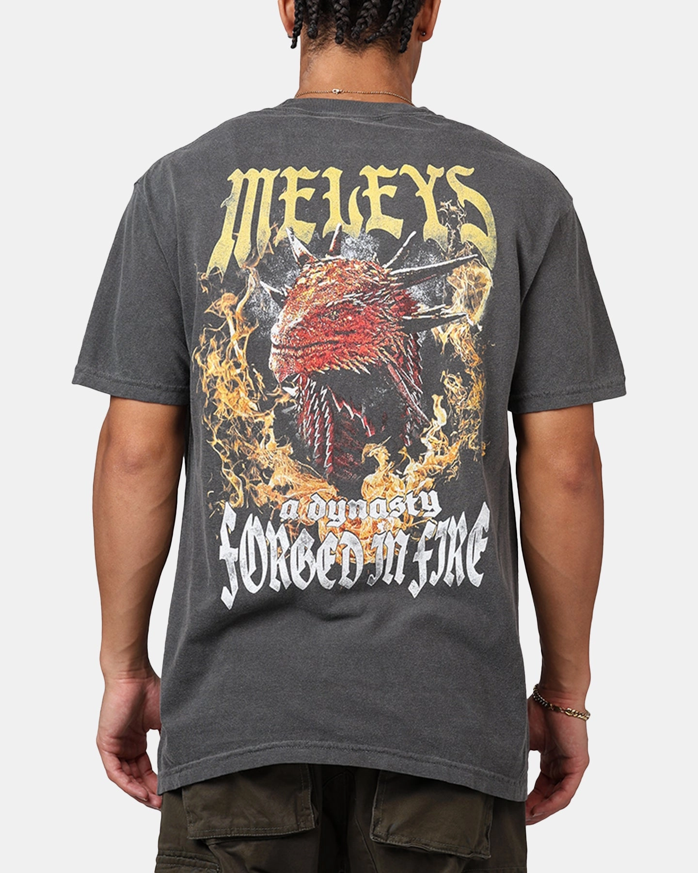 Printed design Low Impact Dye Ripple X Game Of Thrones 'House Of The Dragon' Meleys T-Shirt Washed Black