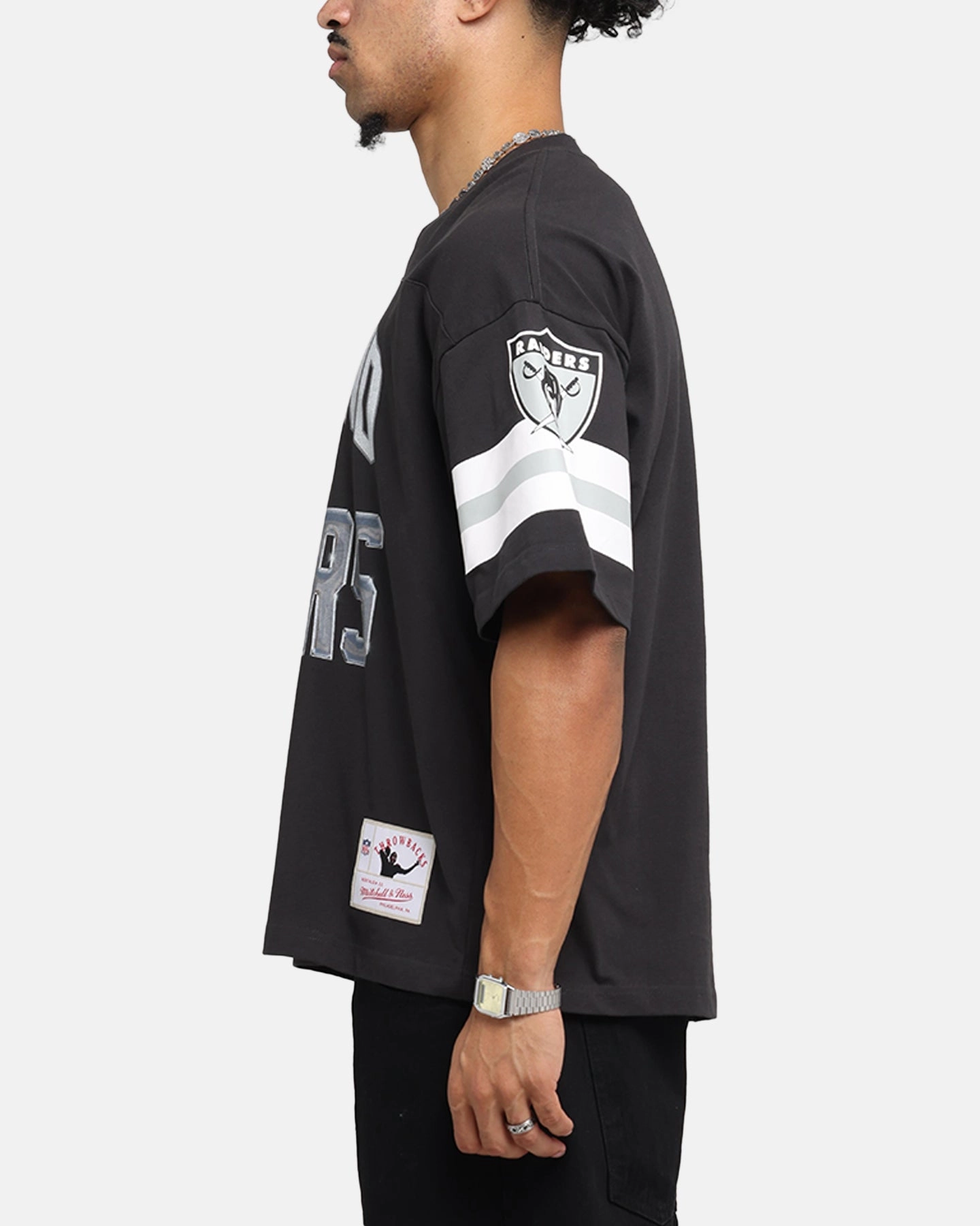 Simple Chic EcoFriendly Dye Mitchell & Ness Las Vegas Raiders XVIII Boxy T-Shirt Faded Black
