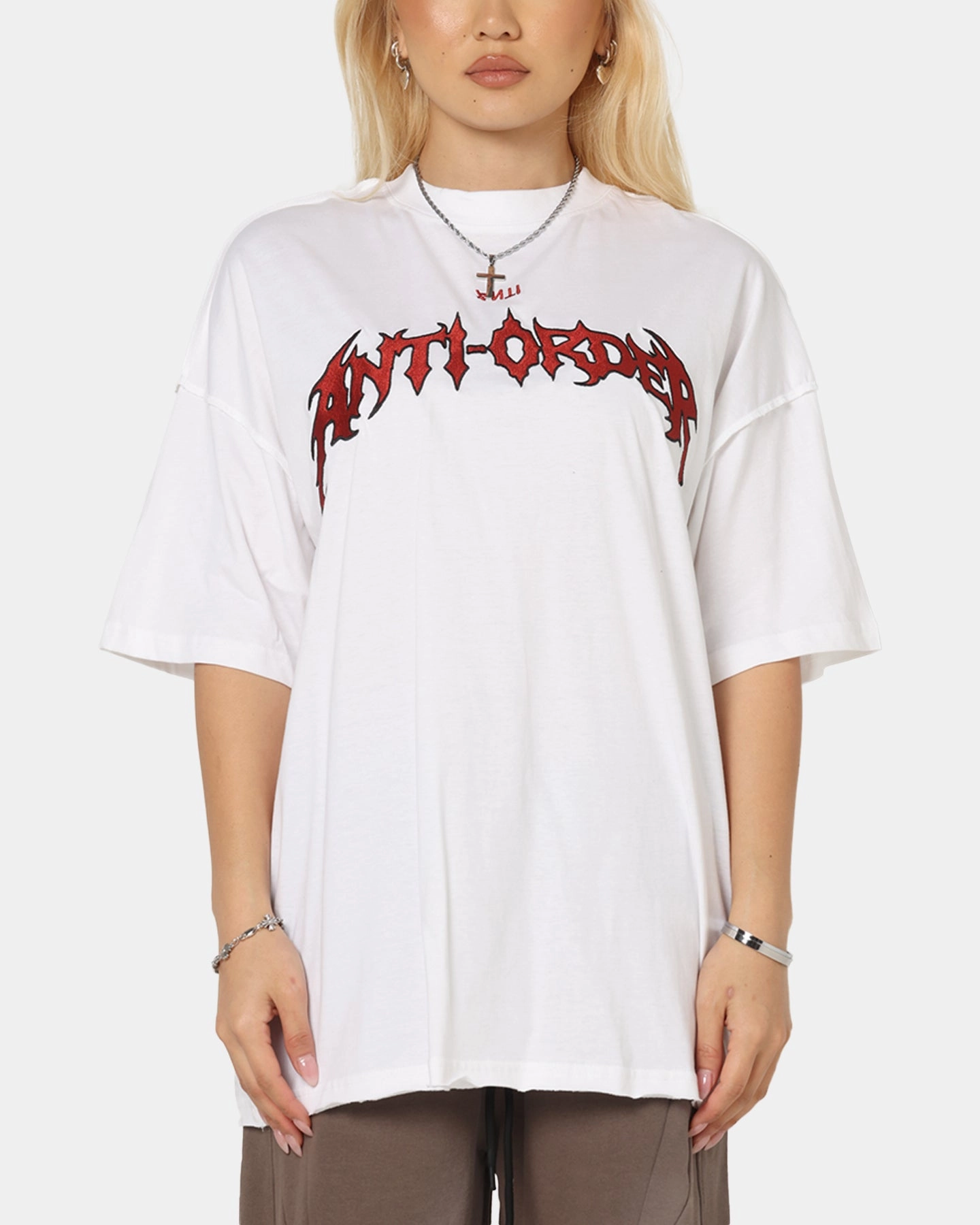 The Anti Order Mosh Non Seam T-Shirt White/Red Workout Gear