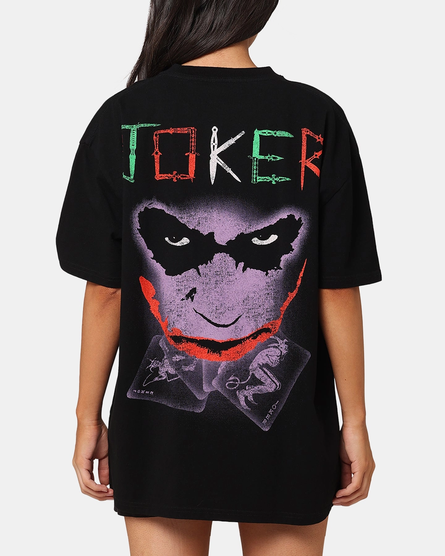 American Thrift X DC Batman The Joker Scars Heavy T-Shirt Black RibbedNeckBanding