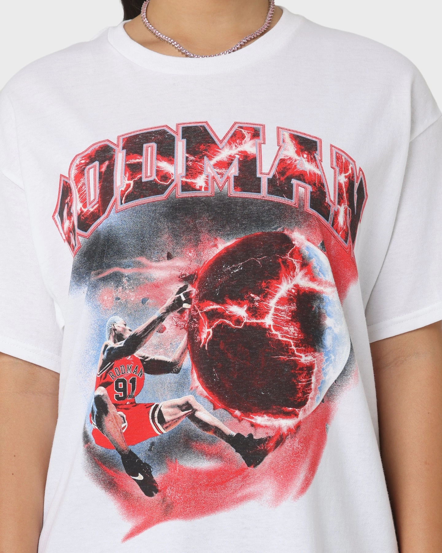 Outdoor Comfort Practical Wear Rodman Brand Planet Dunk T-Shirt White