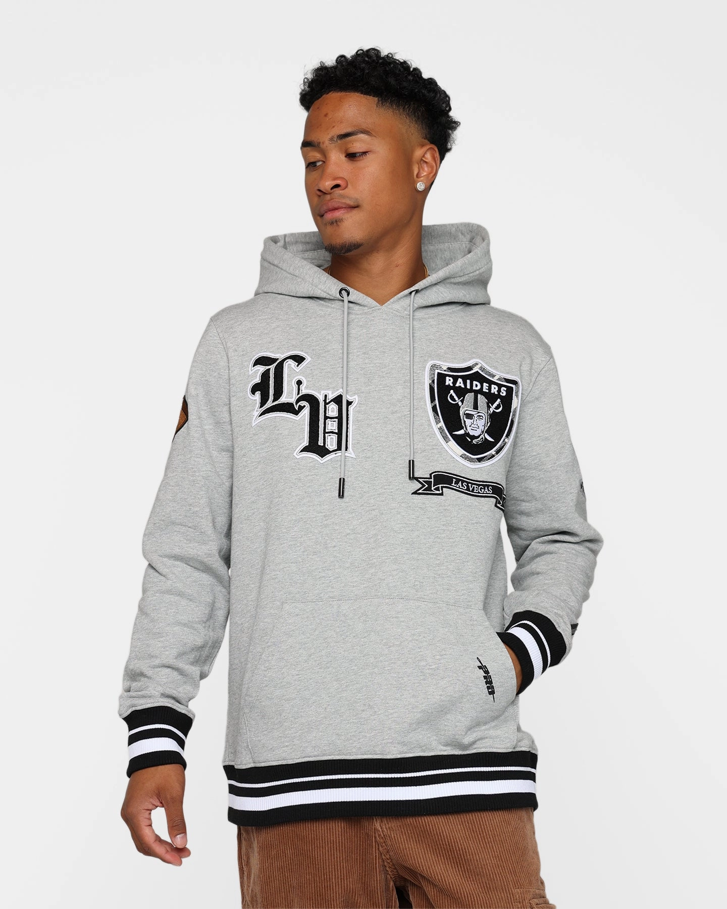 Adjustable Hem Pro Standard Las Vegas Raiders Pro Prep Hoodie Heather Grey/Black