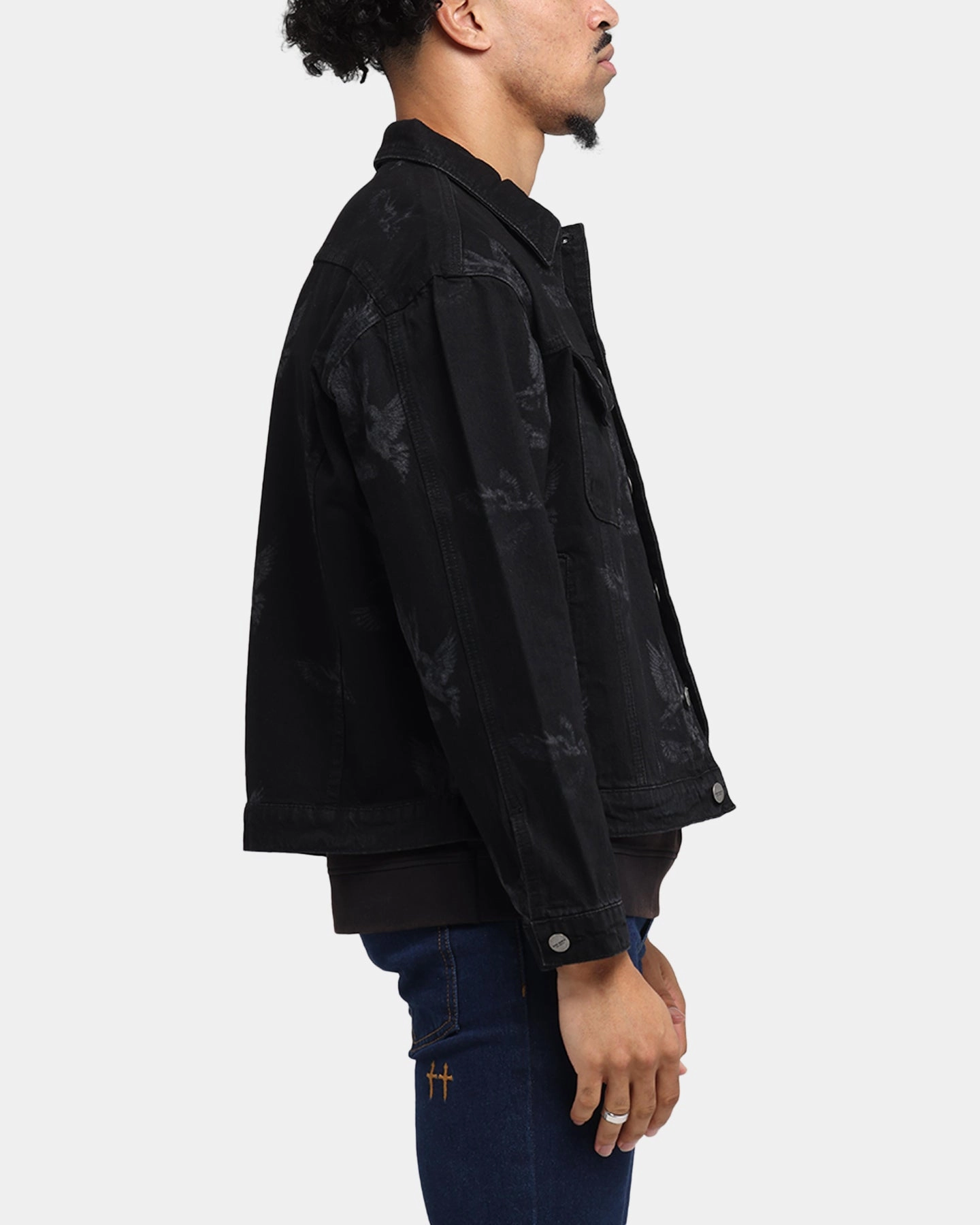 Account Contemporary Fit Saint Morta Doves Denim Jacket Black Shadow