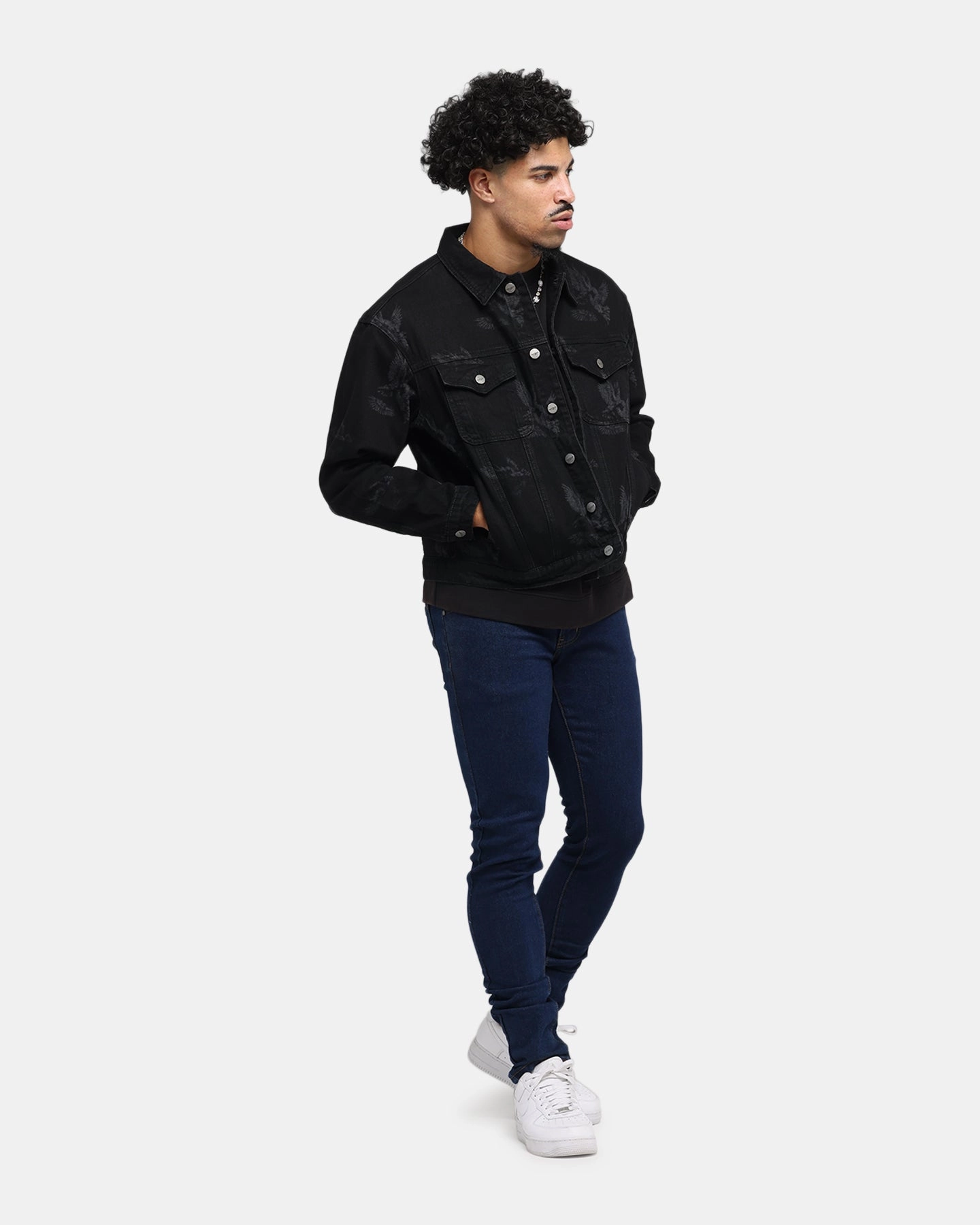 LightweightFabric Versatile Protection Saint Morta Doves Denim Jacket Black Shadow