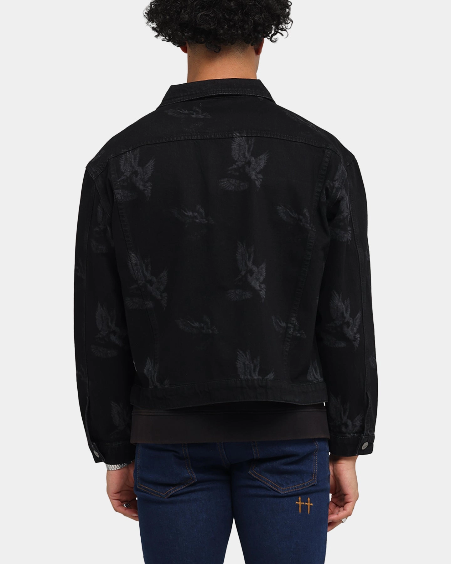 Diploma Saint Morta Doves Denim Jacket Black Shadow