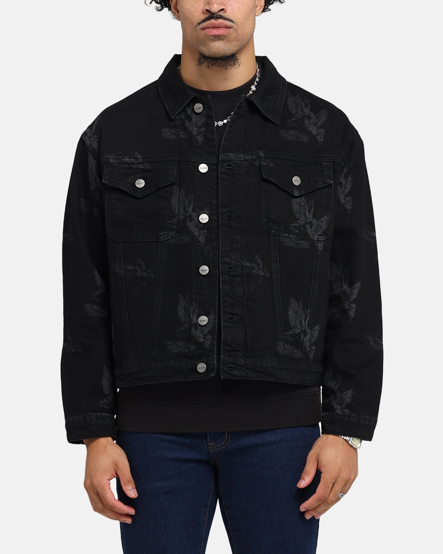 Compression Strap Adjustment DoubleReinforced Zipper Saint Morta Doves Denim Jacket Black Shadow