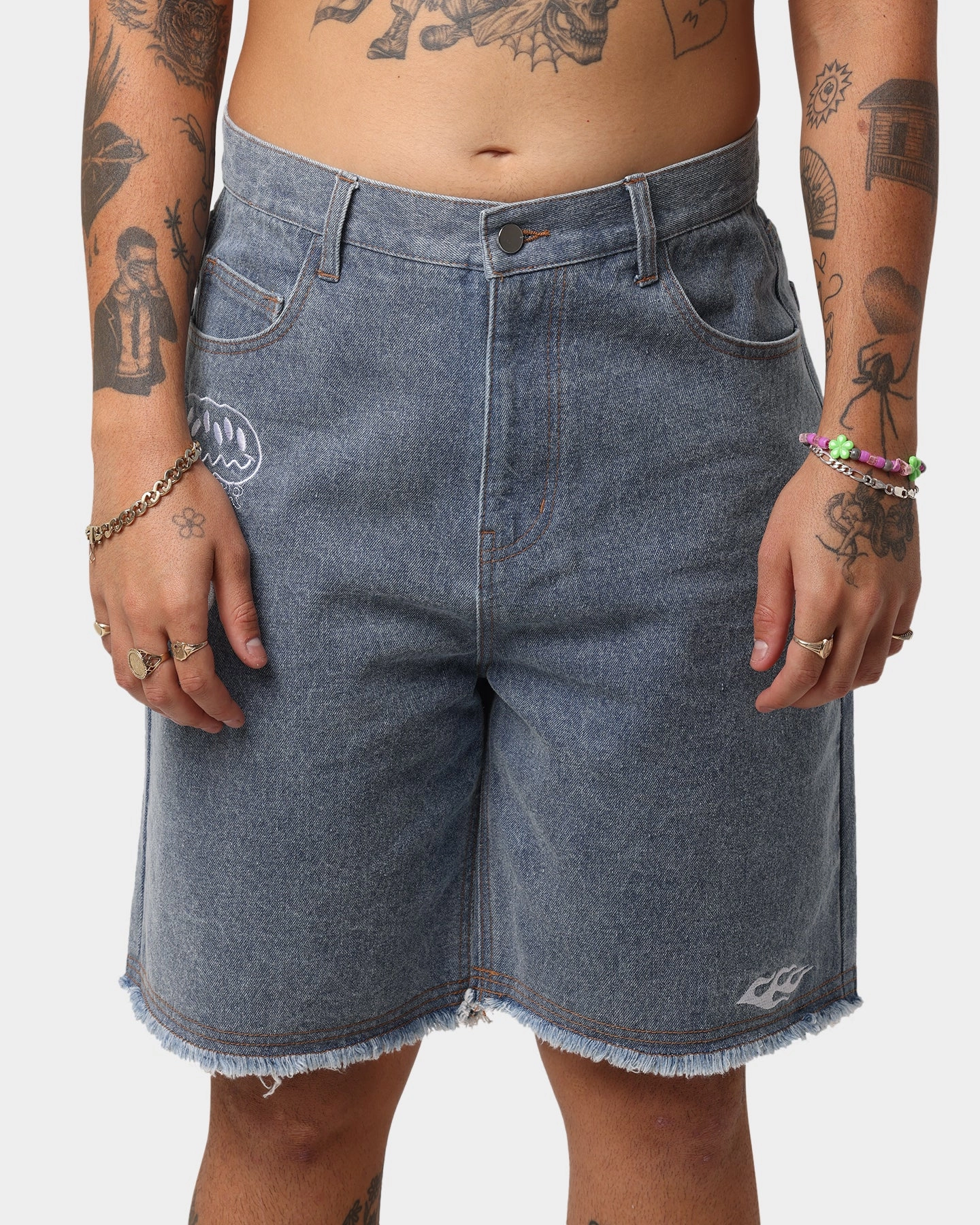 Loiter Freedom Skate Denim Shorts Blue cheering section