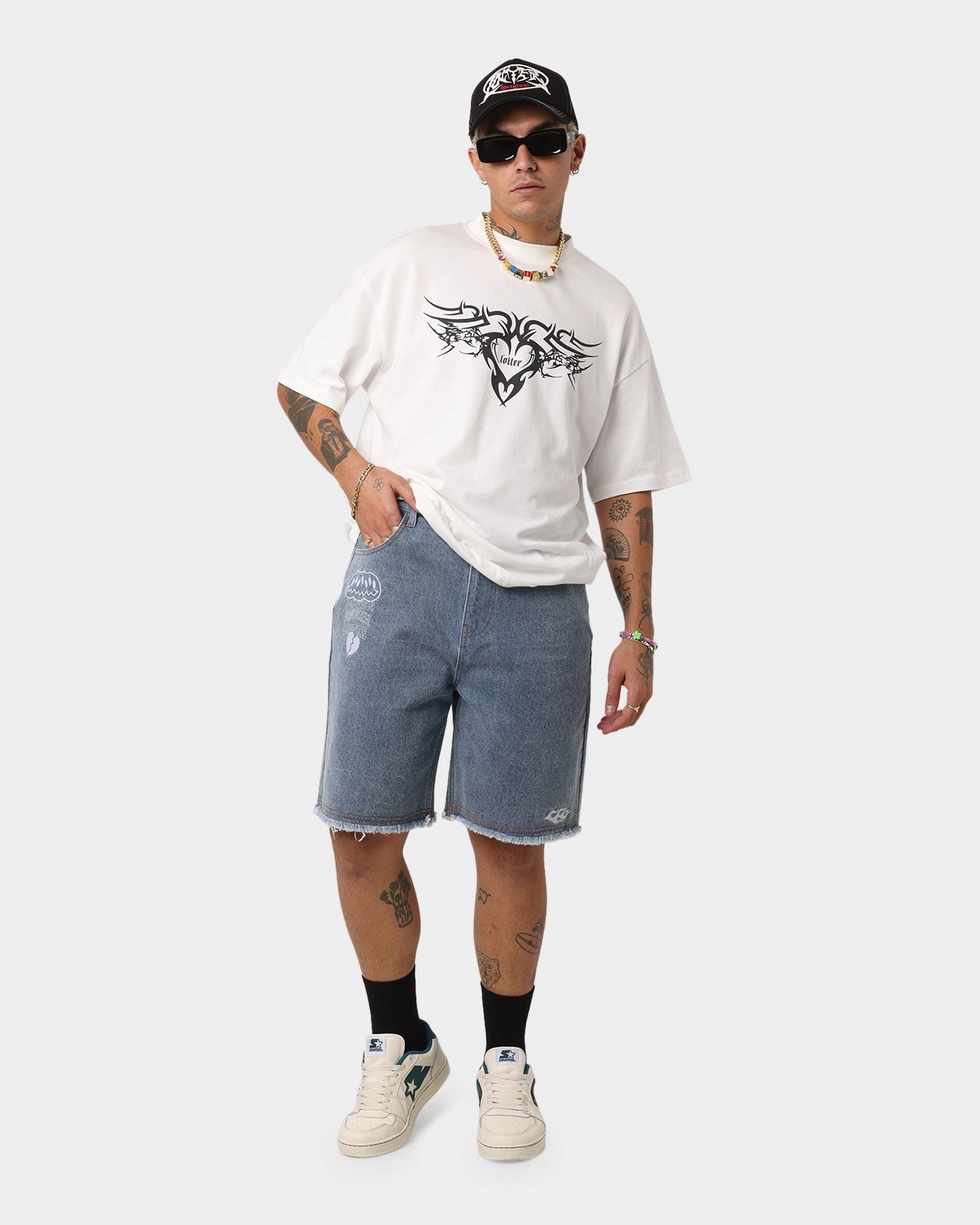 Loiter Freedom Skate Denim Shorts Blue Athletic Wear