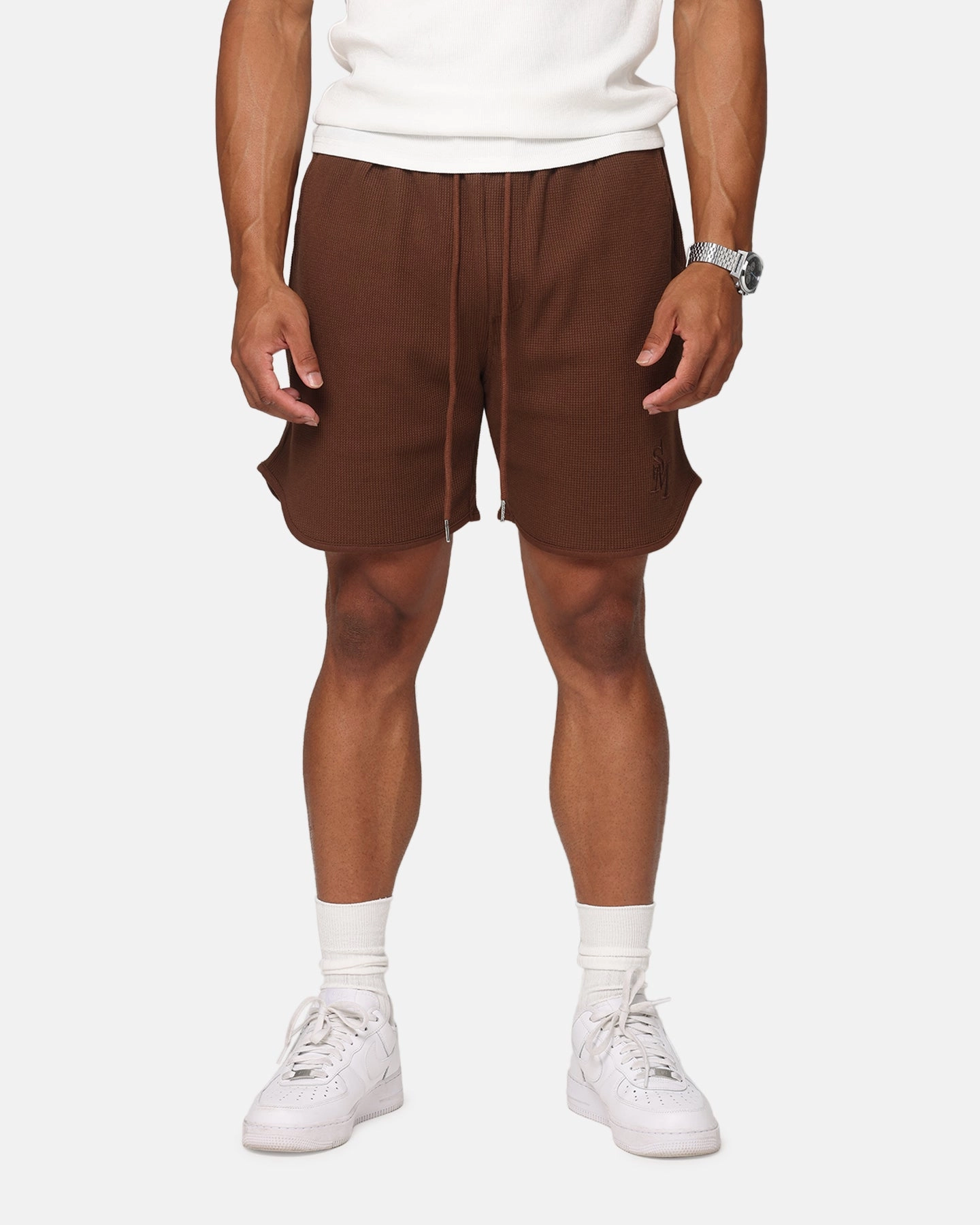 Saint Morta Waffle Shorts Brown Easy Care Material Sporty Vibes