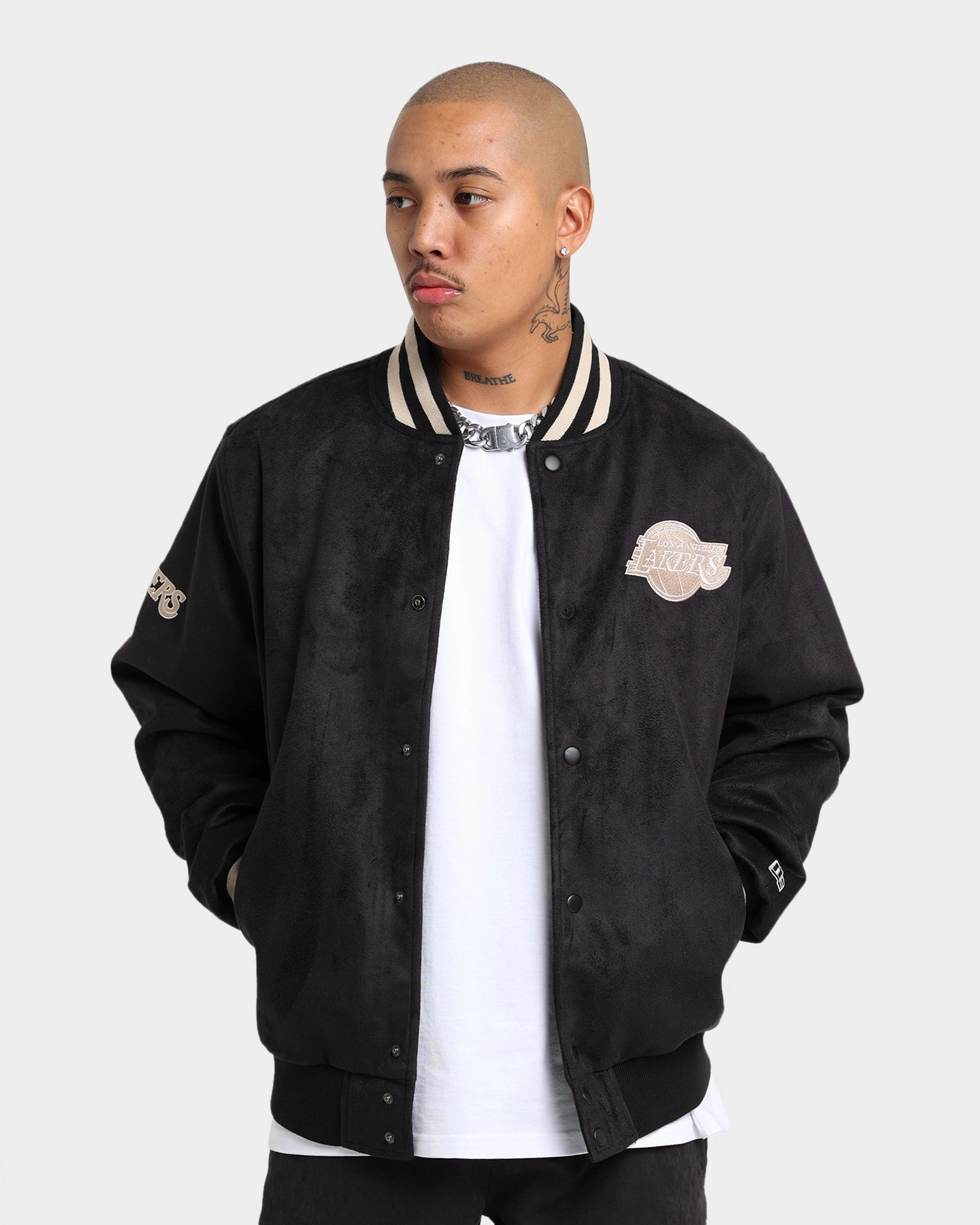 New Era Los Angeles Lakers Suede Jacket Black Wax visibility