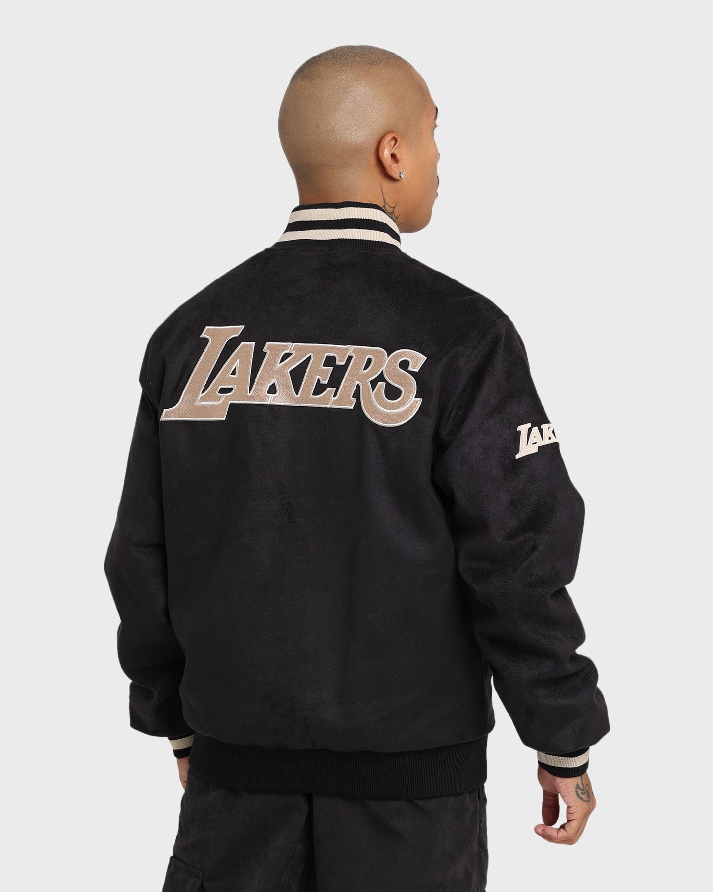 New Era Los Angeles Lakers Suede Jacket Black Bonded Zippers Wind Friendly