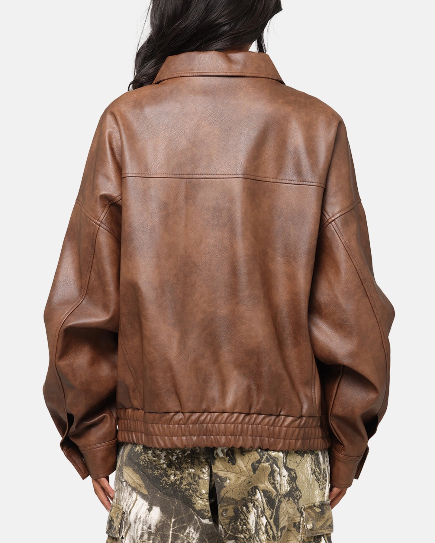Influence Discount XXIII Vegan Leather Flight Jacket Brown