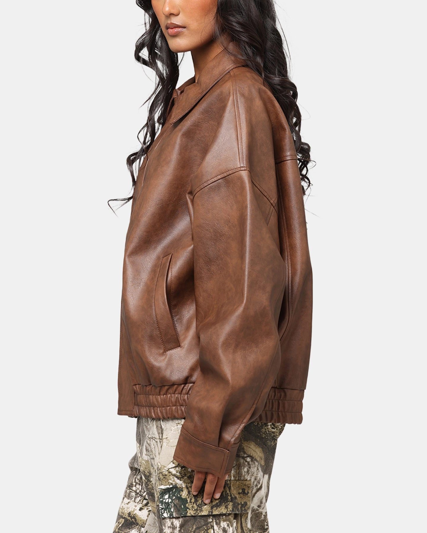 State XXIII Vegan Leather Flight Jacket Brown