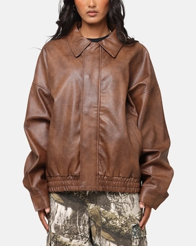 Rugged Layering XXIII Vegan Leather Flight Jacket Brown