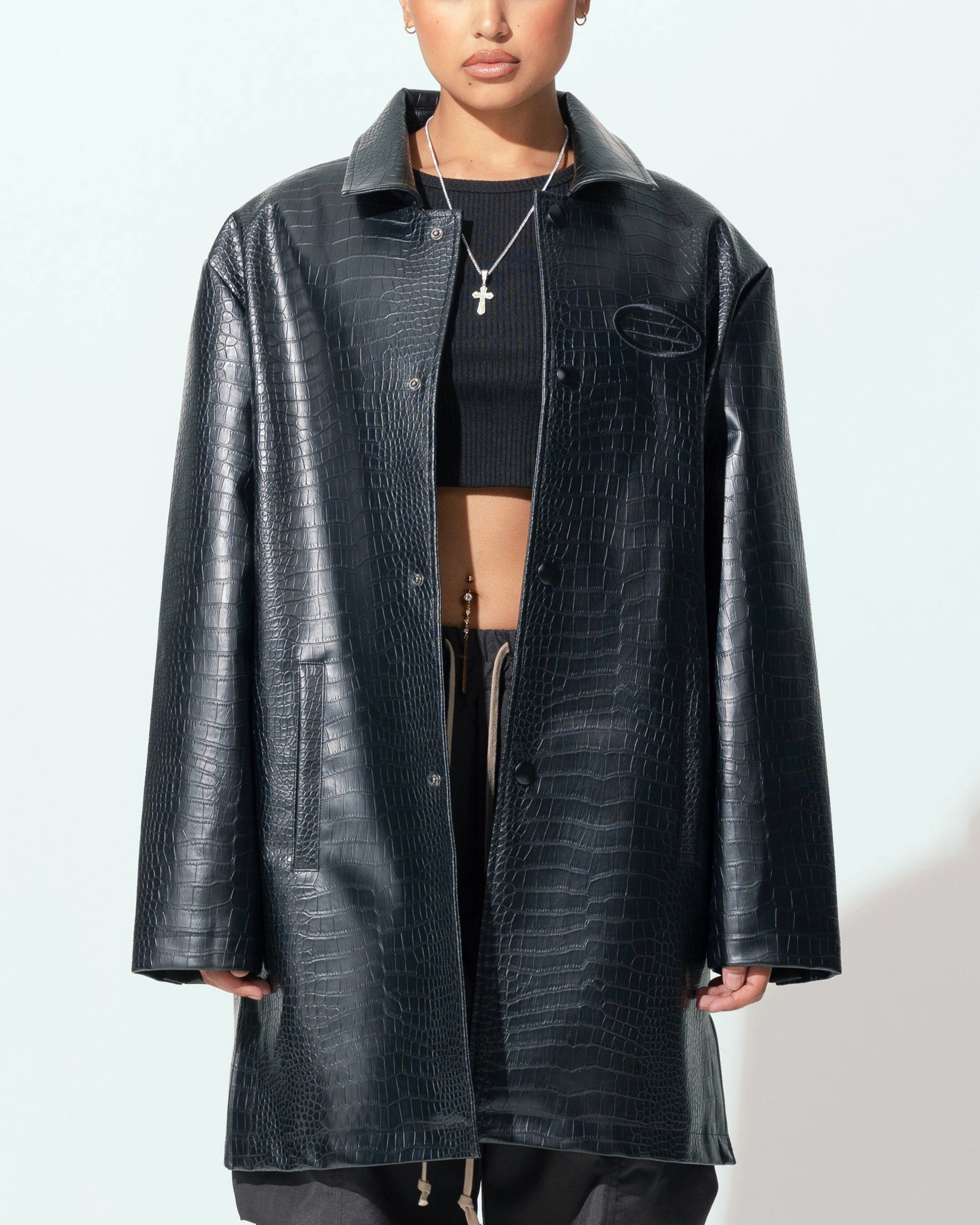 Loiter Atmosphere Trench Coat Black Articulated Elbows Warm Shield
