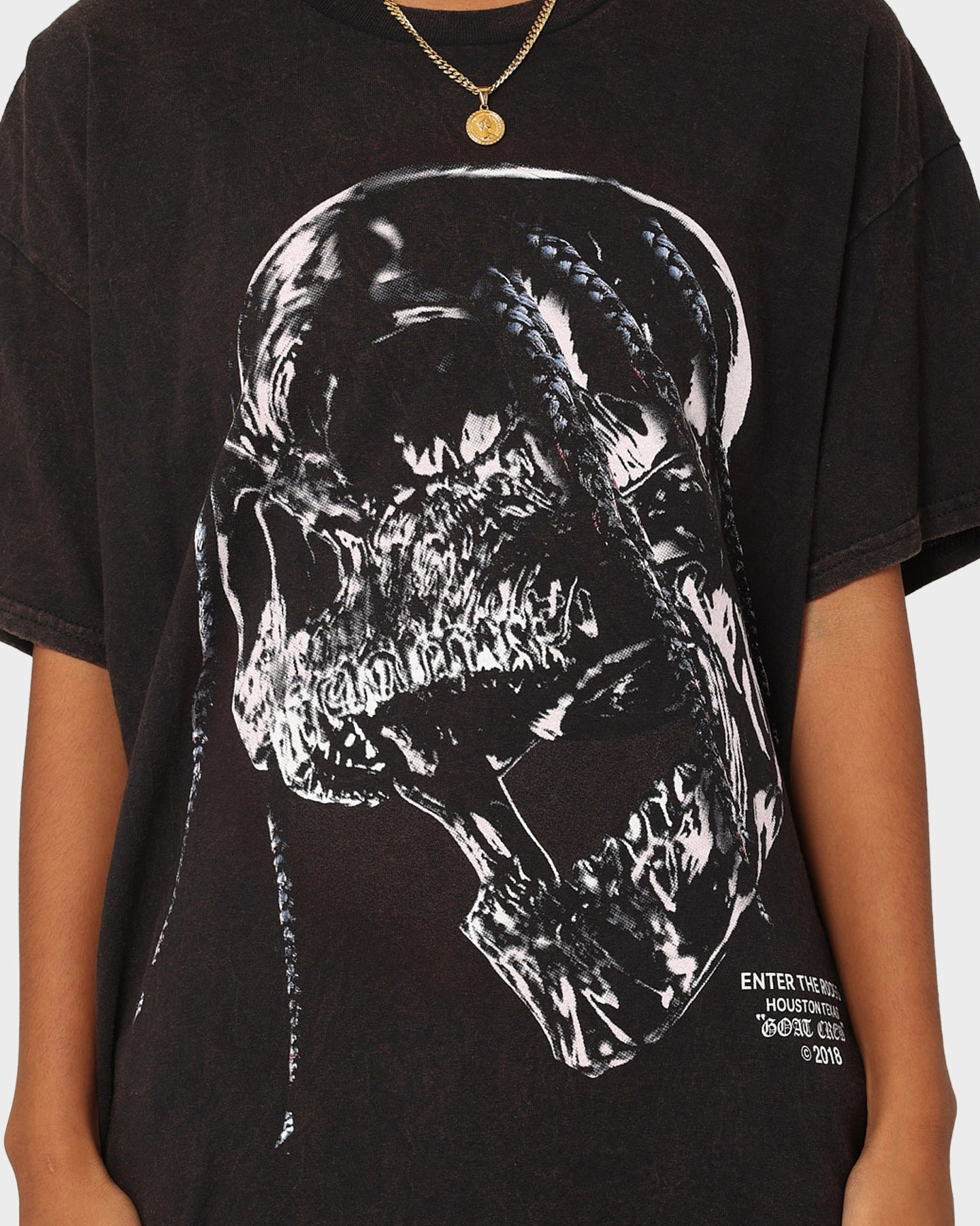 UV Protection Fresh Style Trend Goat Crew Utopia Vintage T-Shirt Washed Black