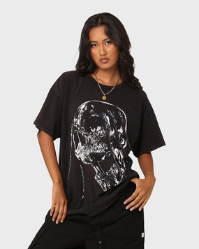 Goat Crew Utopia Vintage T-Shirt Washed Black Flexible Cuff Design Street Trendy