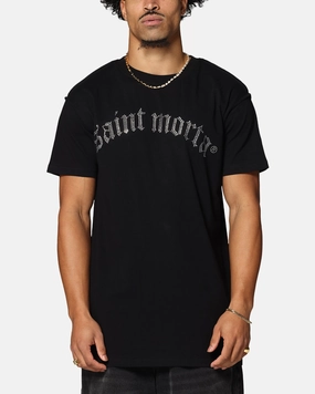 Floral freshness Saint Morta Rhinestone T-Shirt Black