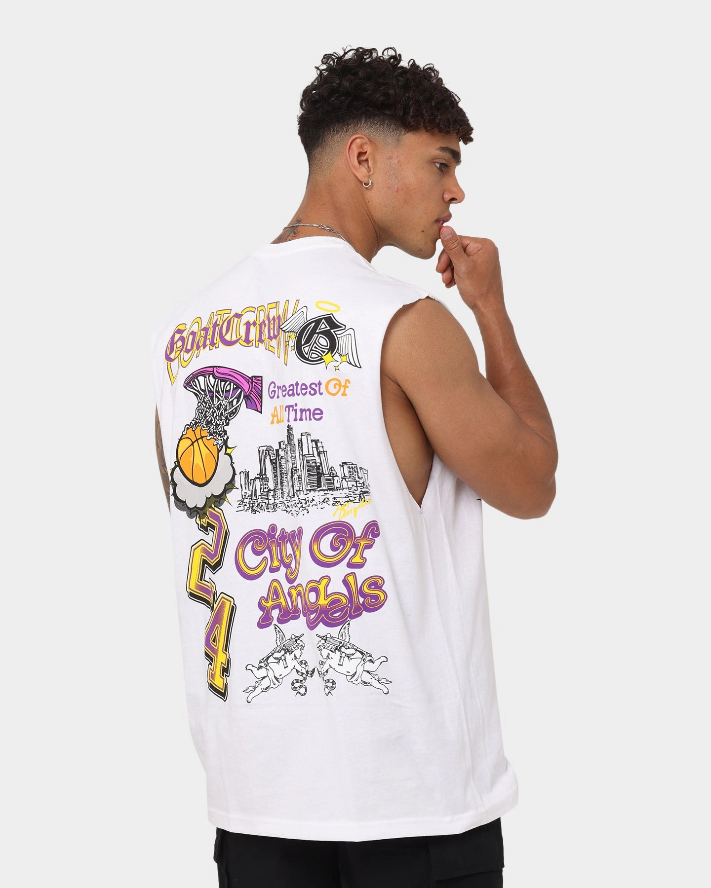 GentleWashResistance Goat Crew City Of Angels Muscle T-Shirt White