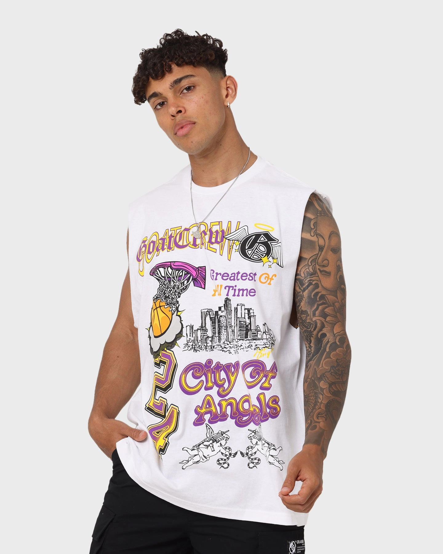 Goat Crew City Of Angels Muscle T-Shirt White ColorfastFabricTech